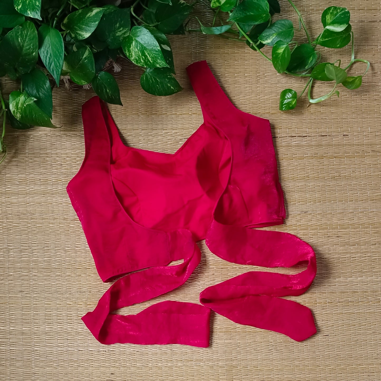 Red Wrap On Sleeveless Blouse