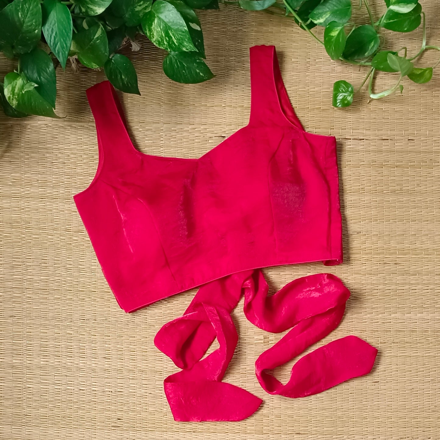 Red Wrap On Sleeveless Blouse