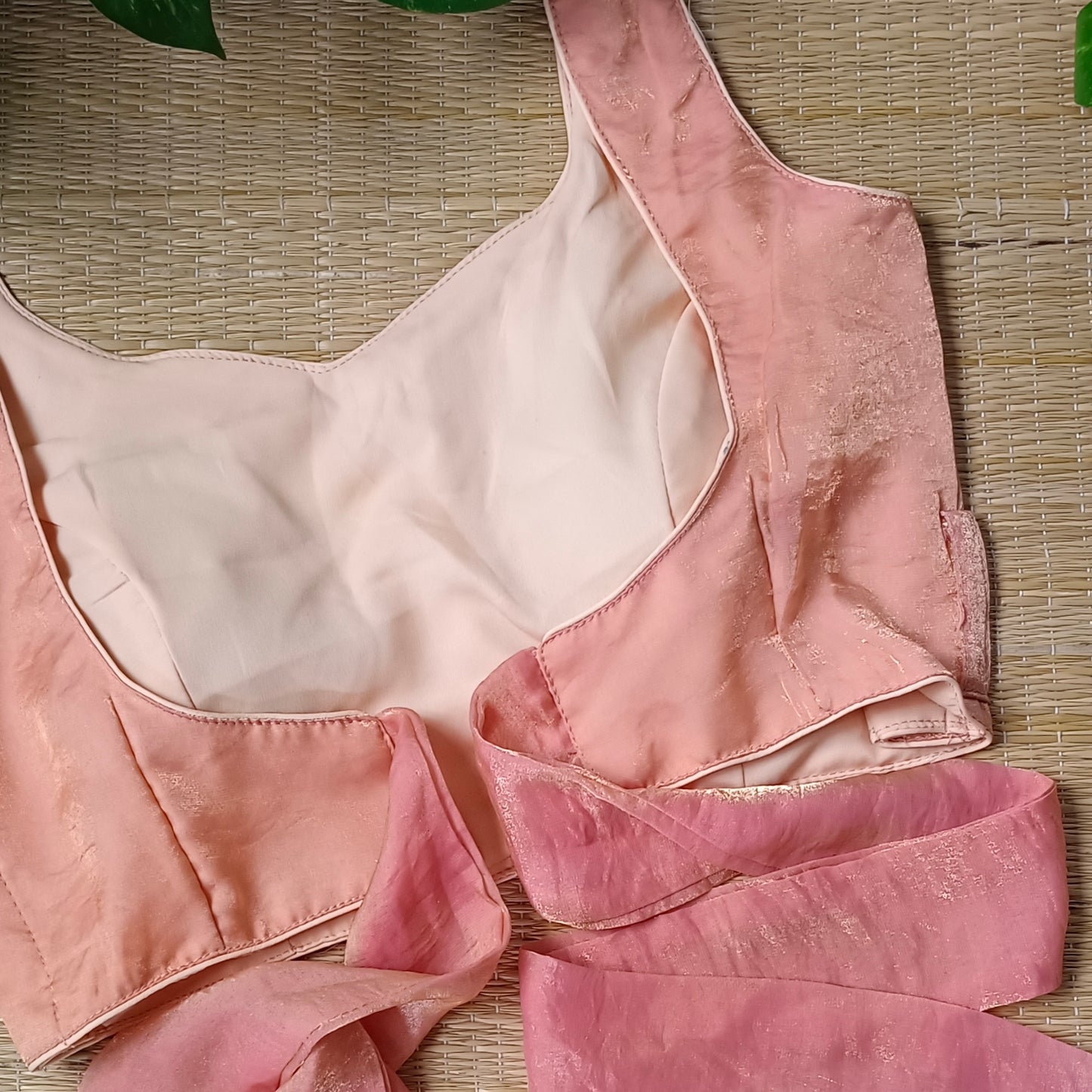 Pastel Orange Wrap On Sleeveless Blouse