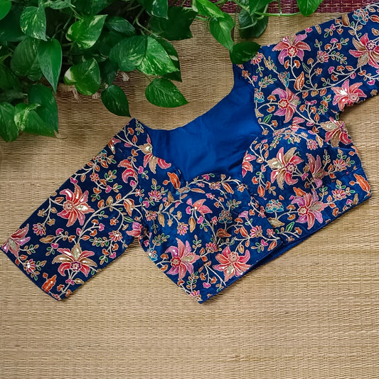 Dark blue crepe code work blouse