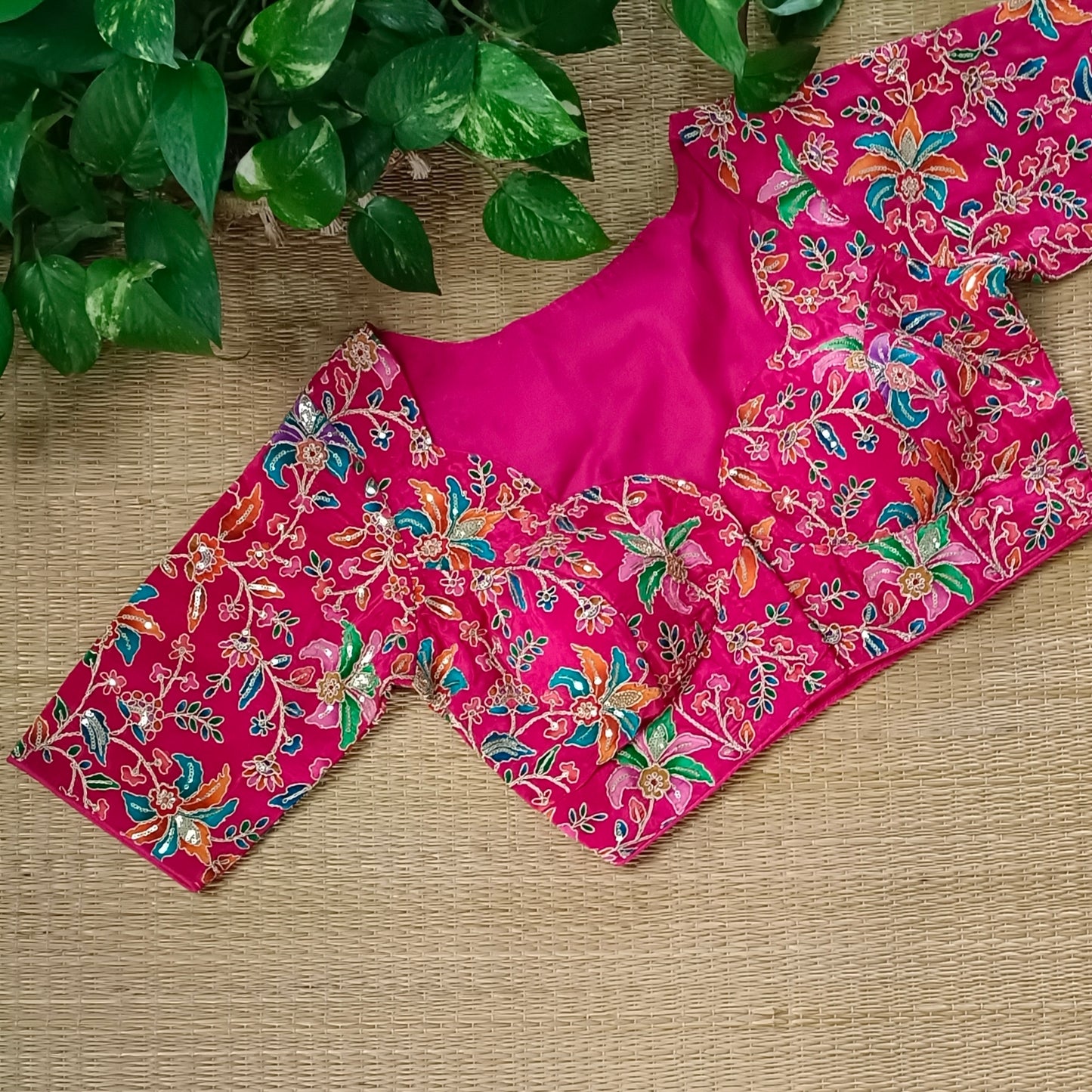 Rani pink crepe code work blouse