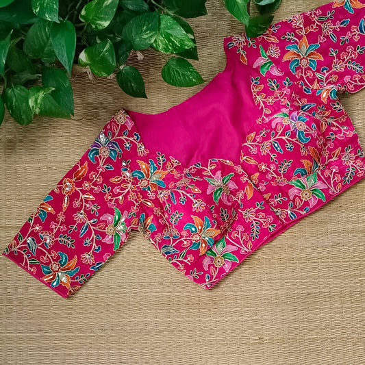Rani pink crepe code work blouse