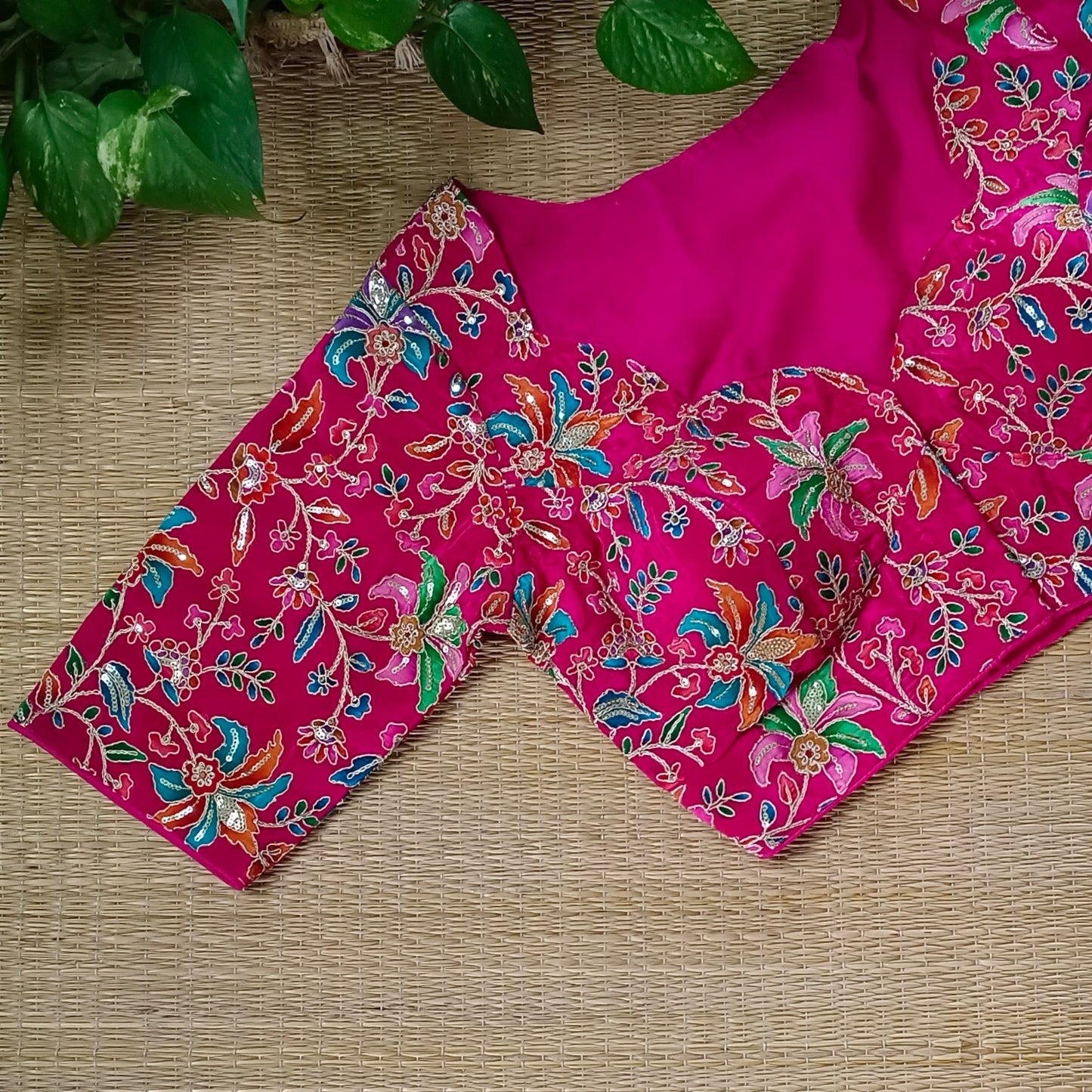 Rani pink crepe code work blouse