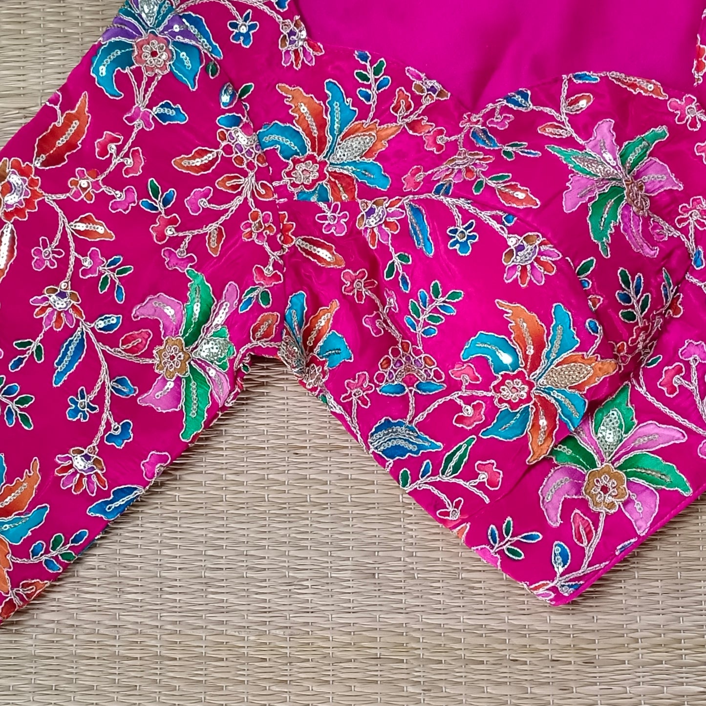 Rani pink crepe code work blouse