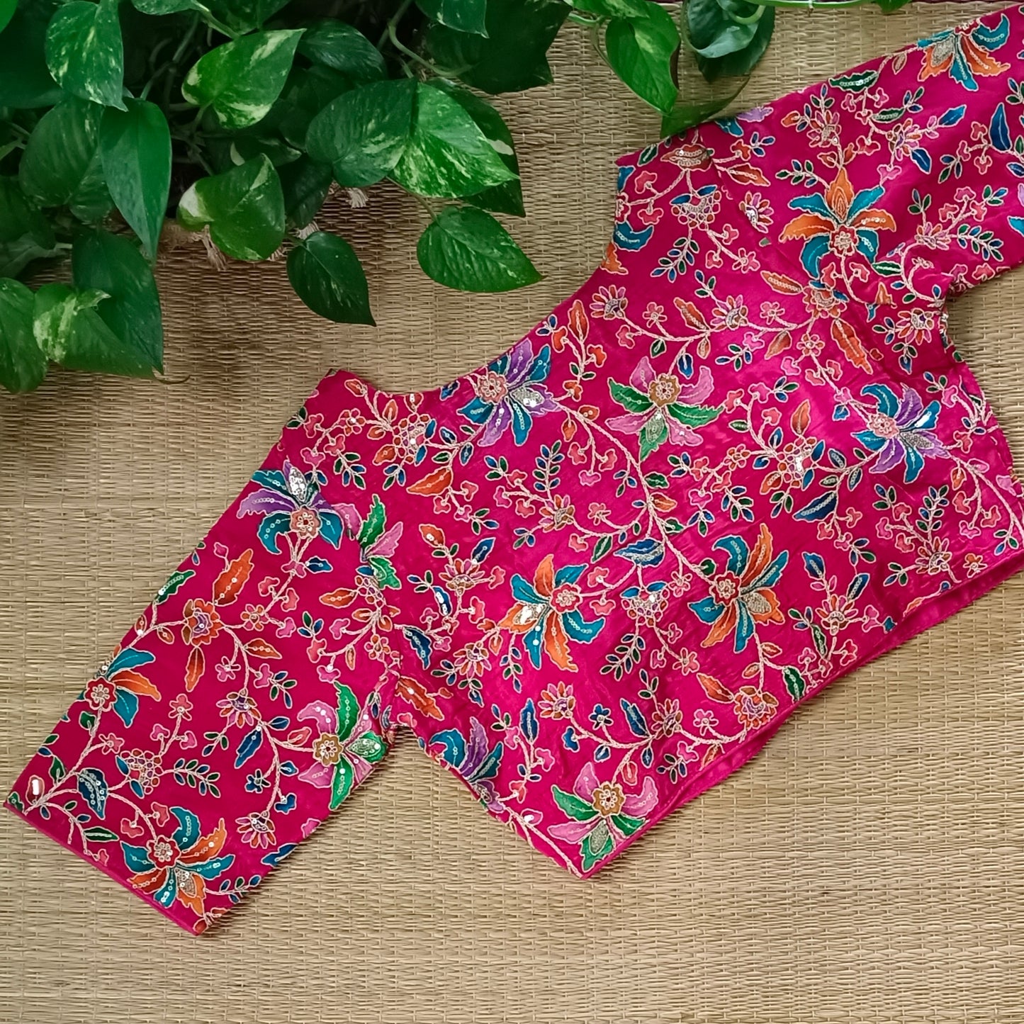 Rani pink crepe code work blouse