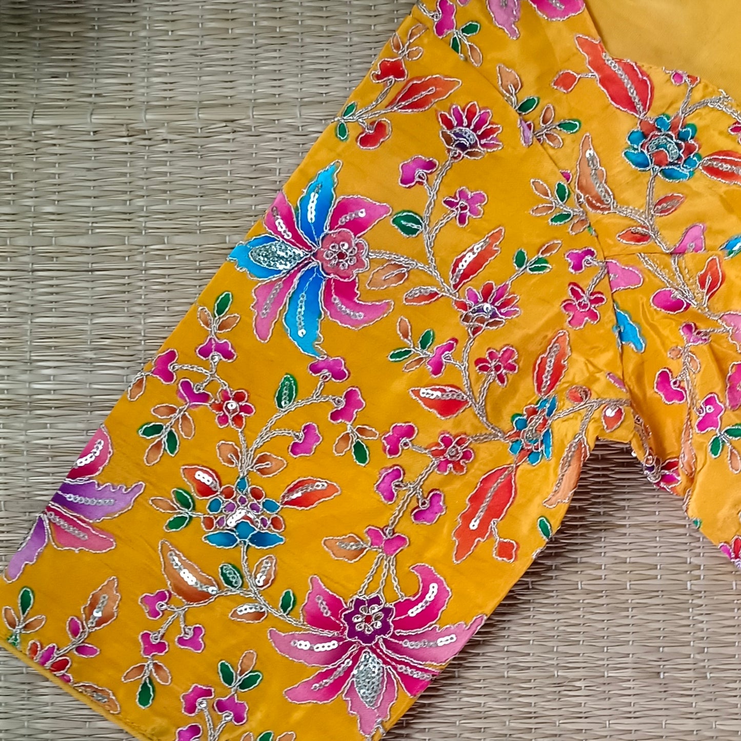 Yellow crepe code work blouse