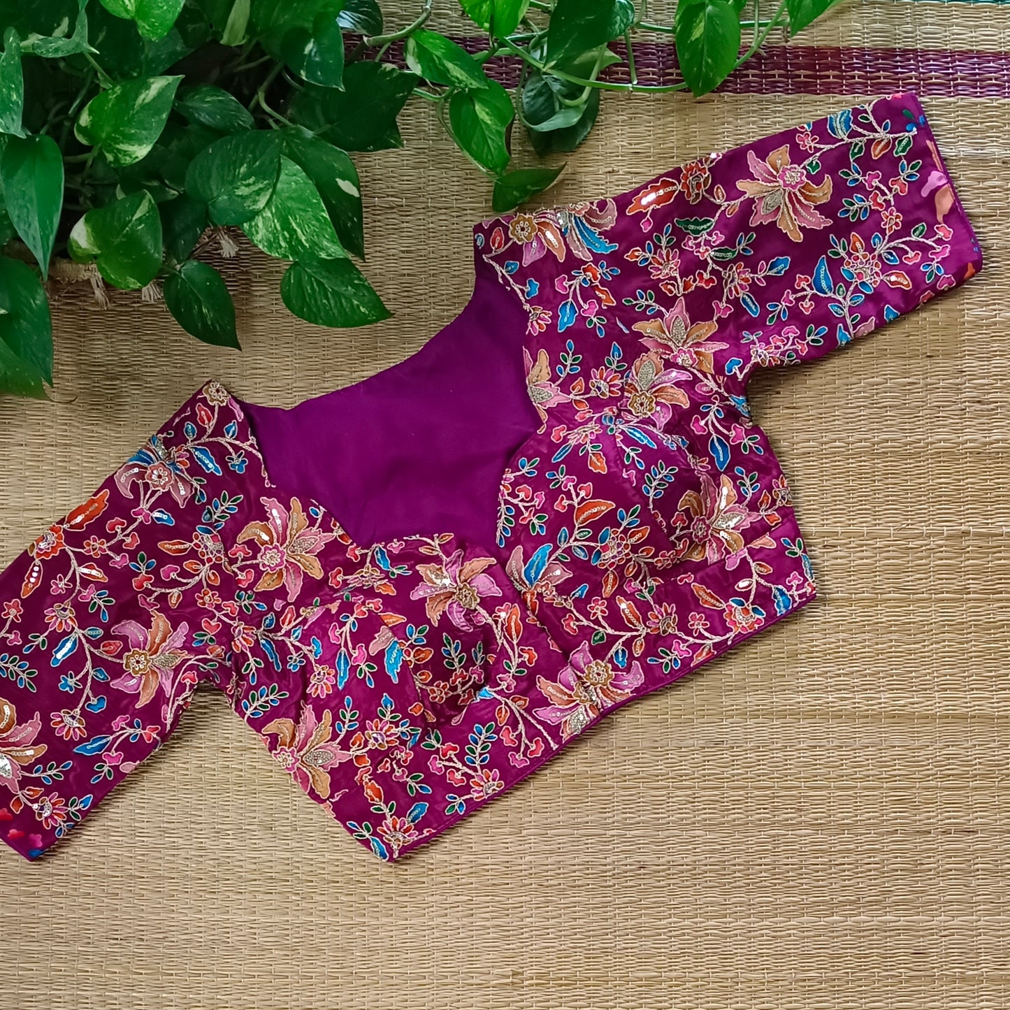 Magenta crepe code work blouse