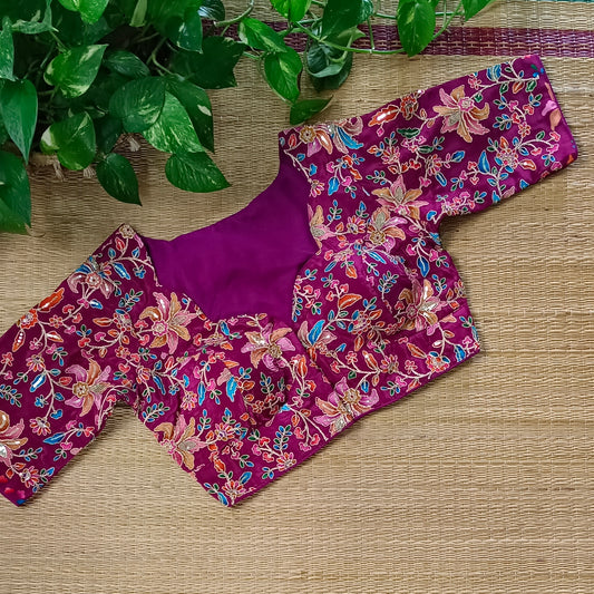 Magenta crepe code work blouse