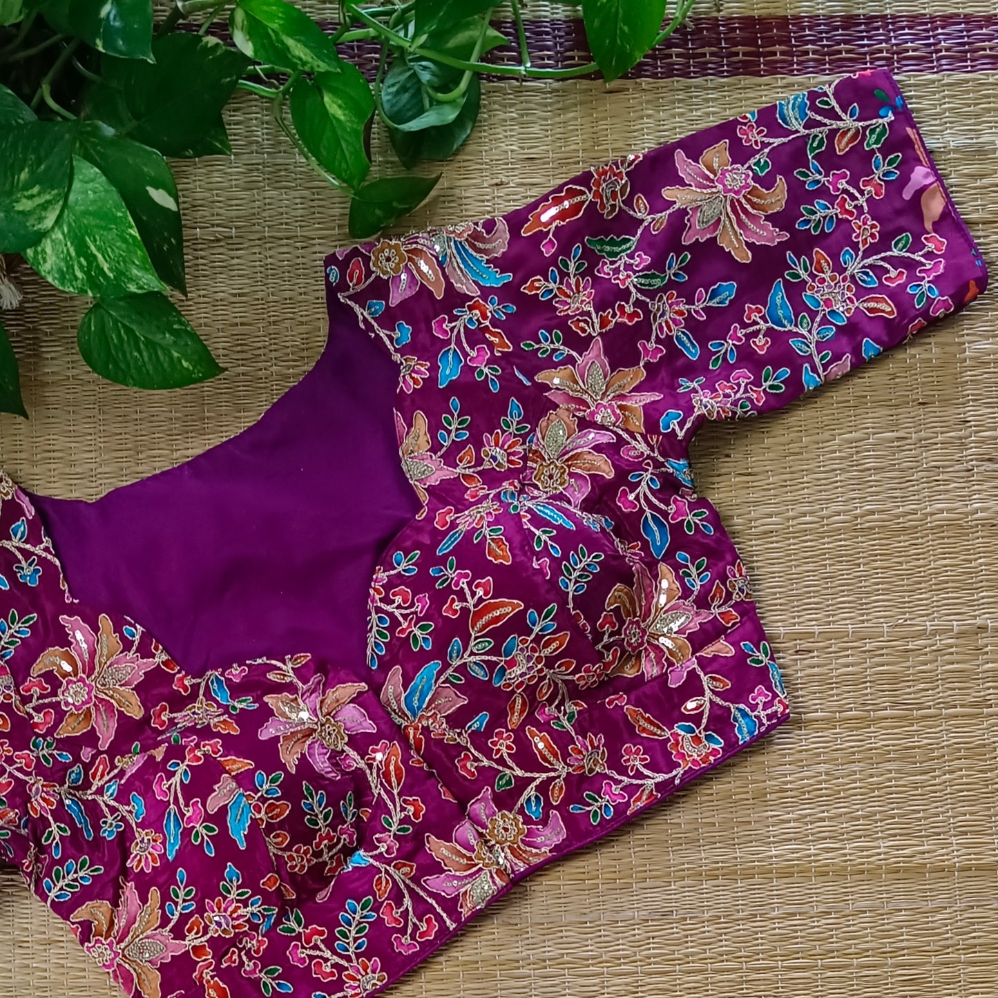 Magenta crepe code work blouse