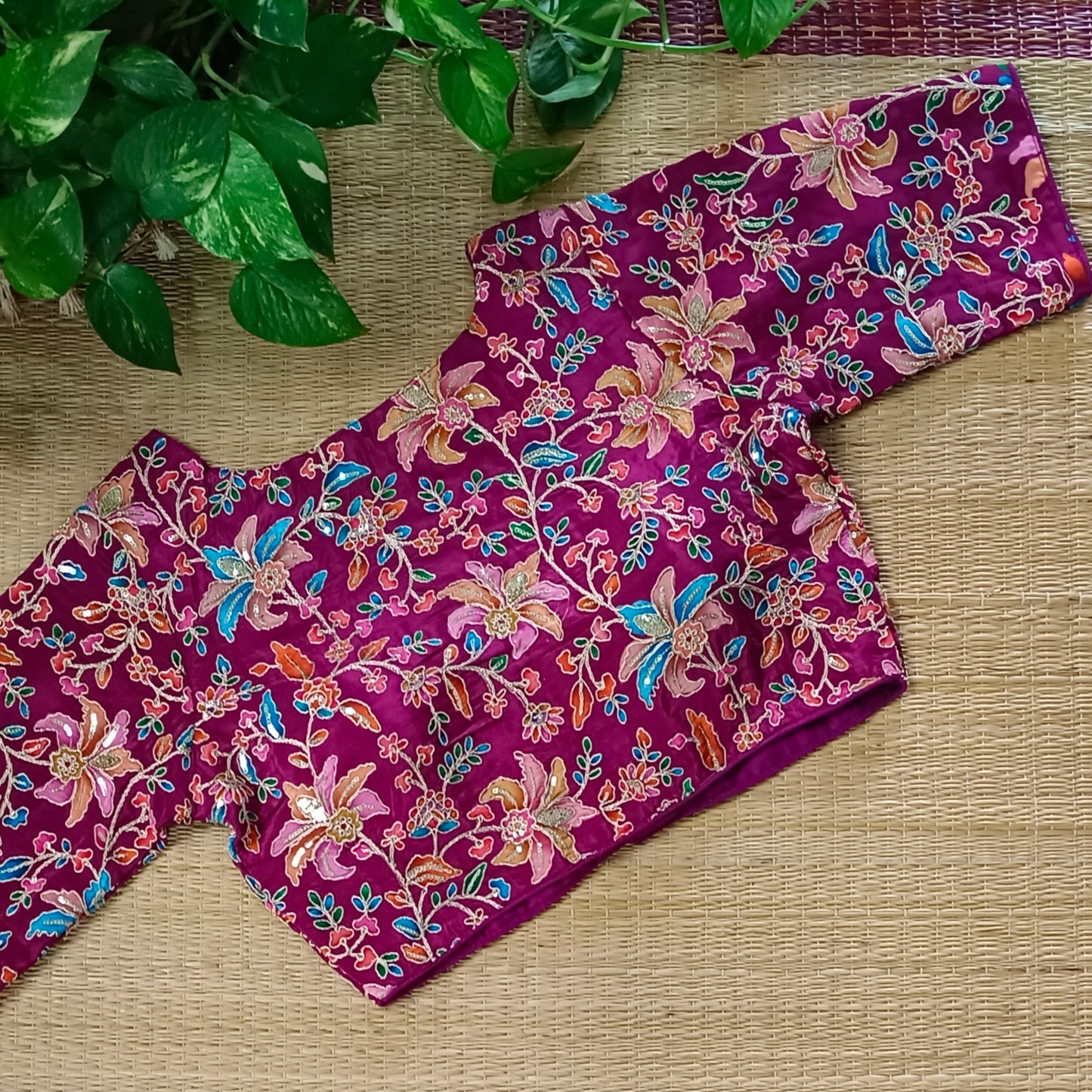 Magenta crepe code work blouse