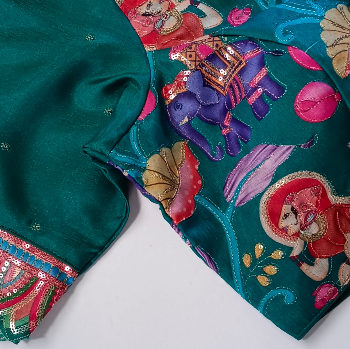 Rama Blue crepe code work blouse