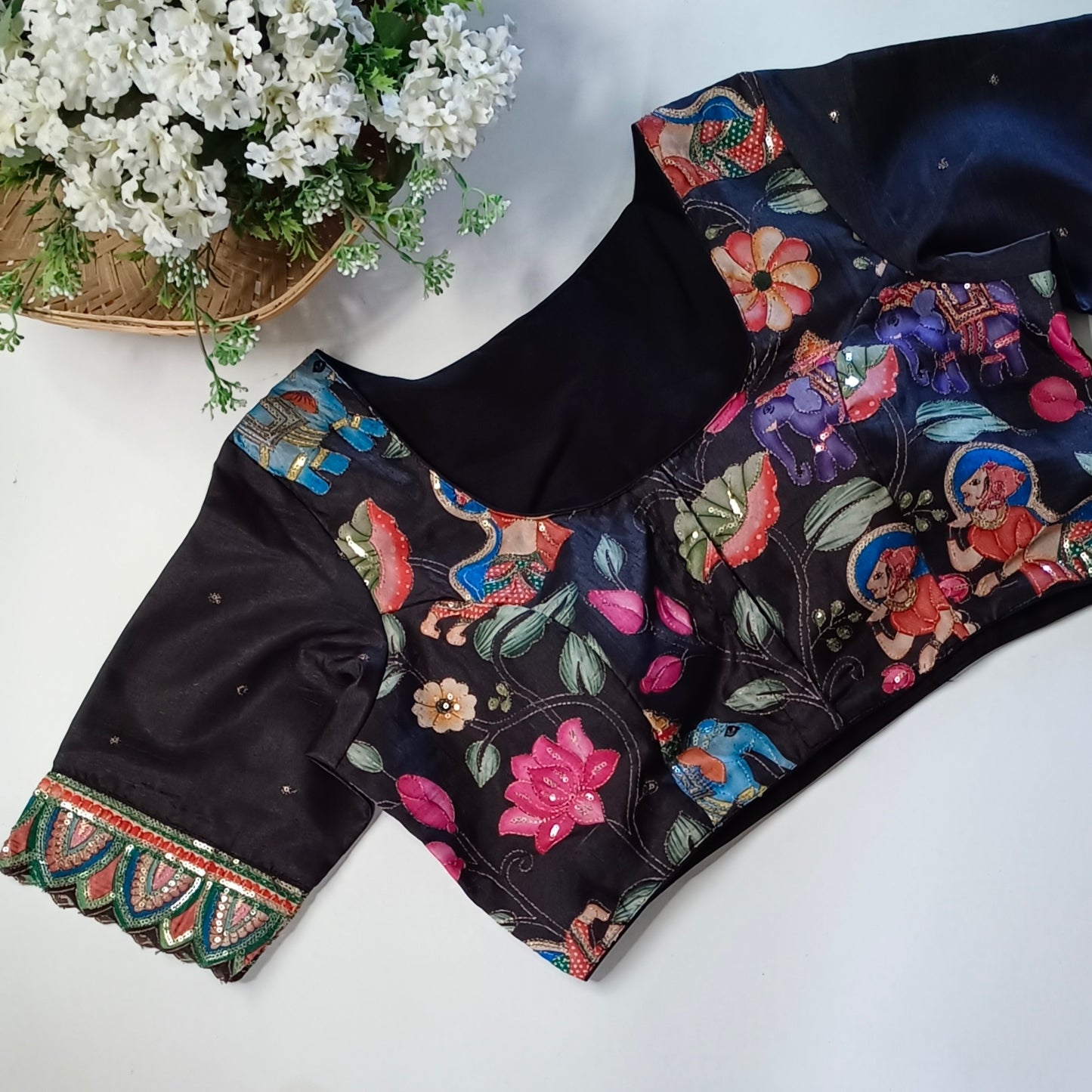 Black crepe code work blouse