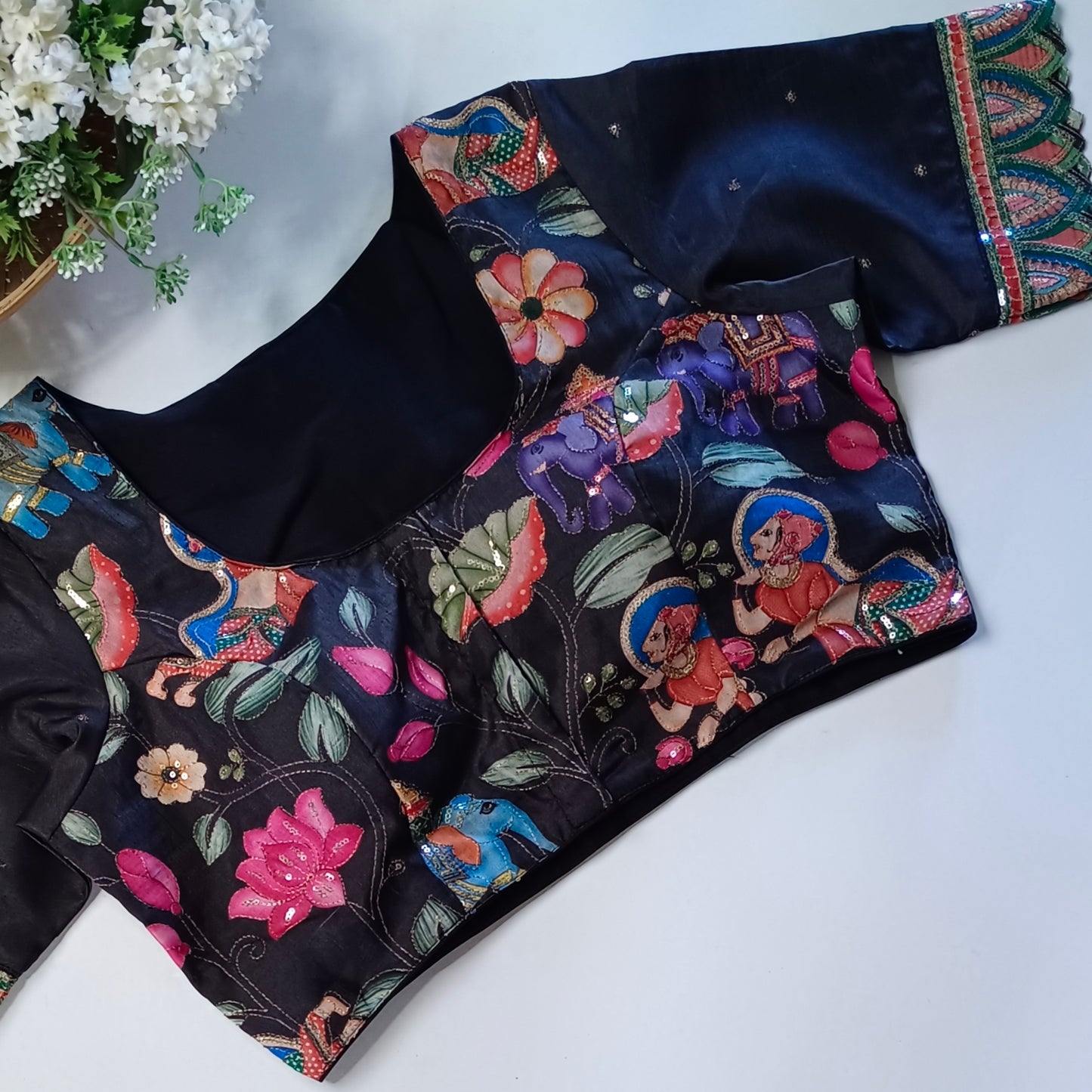 Black crepe code work blouse