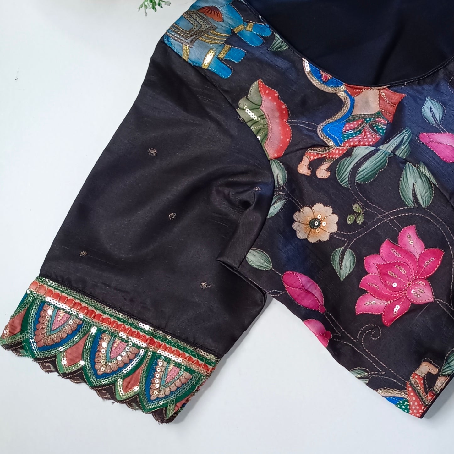 Black crepe code work blouse