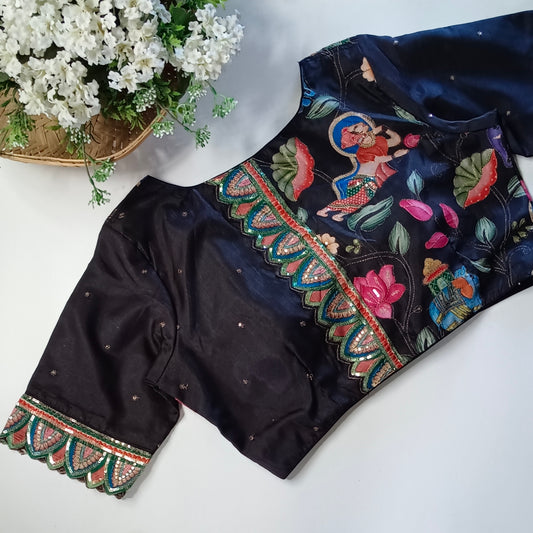 Black crepe code work blouse