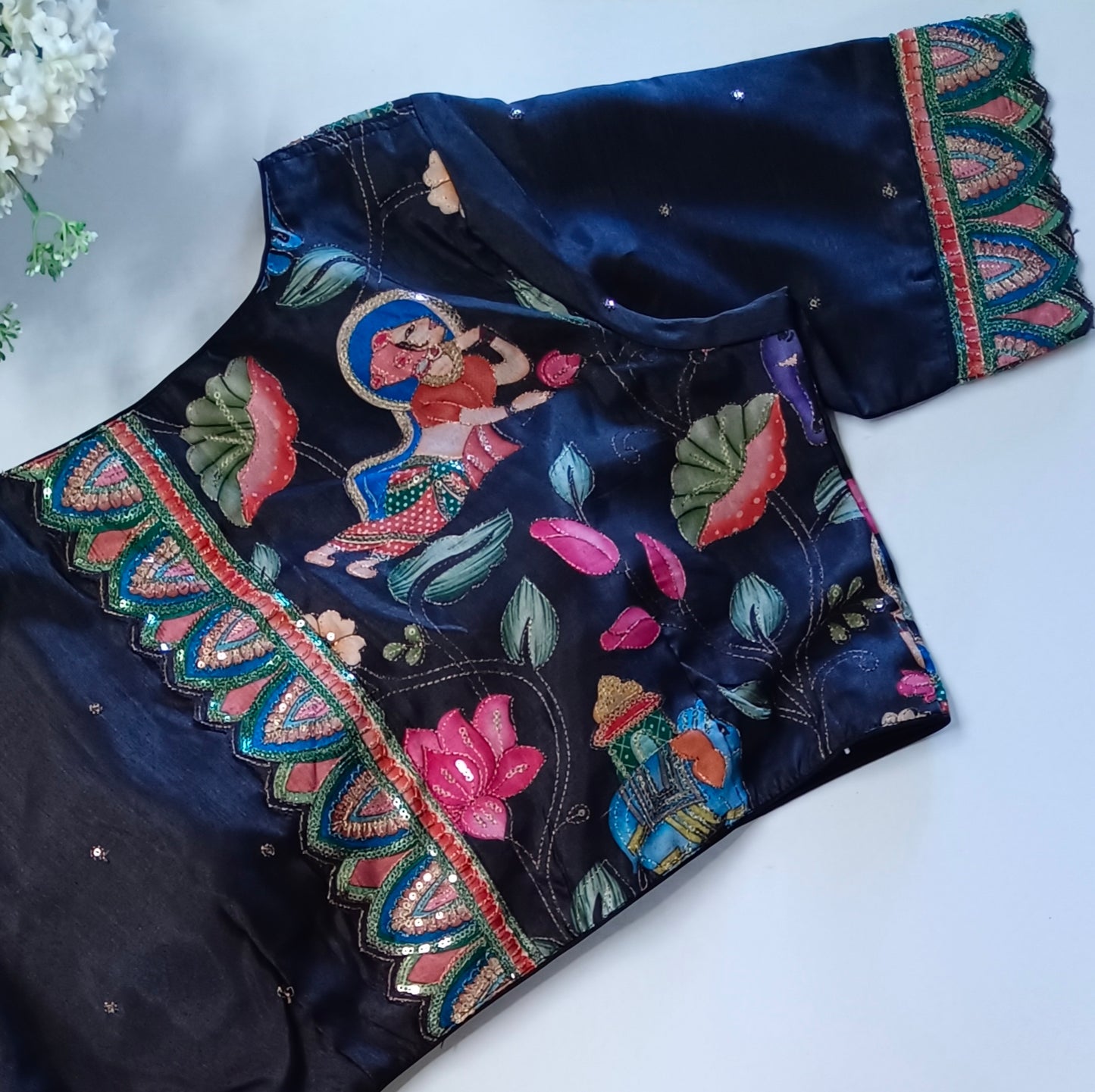 Black crepe code work blouse