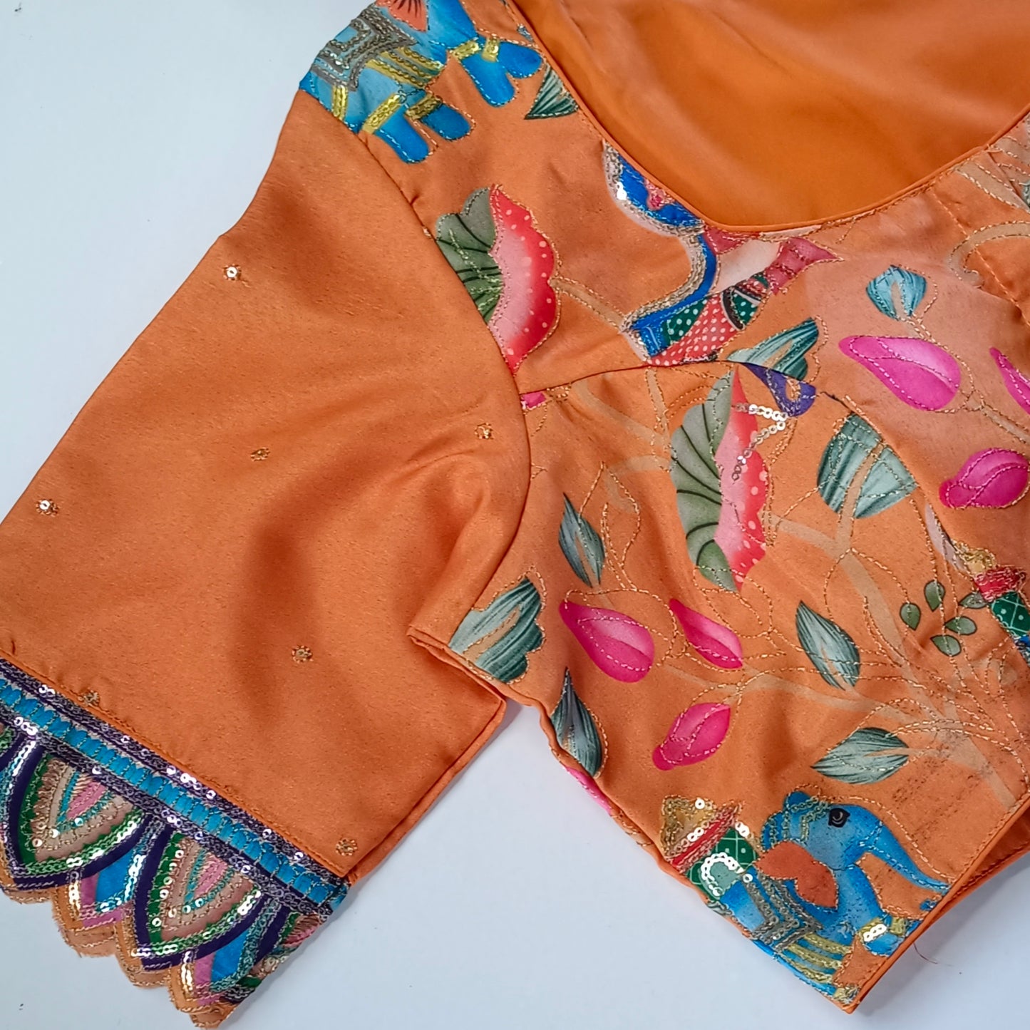 Rustic Orange crepe code work blouse