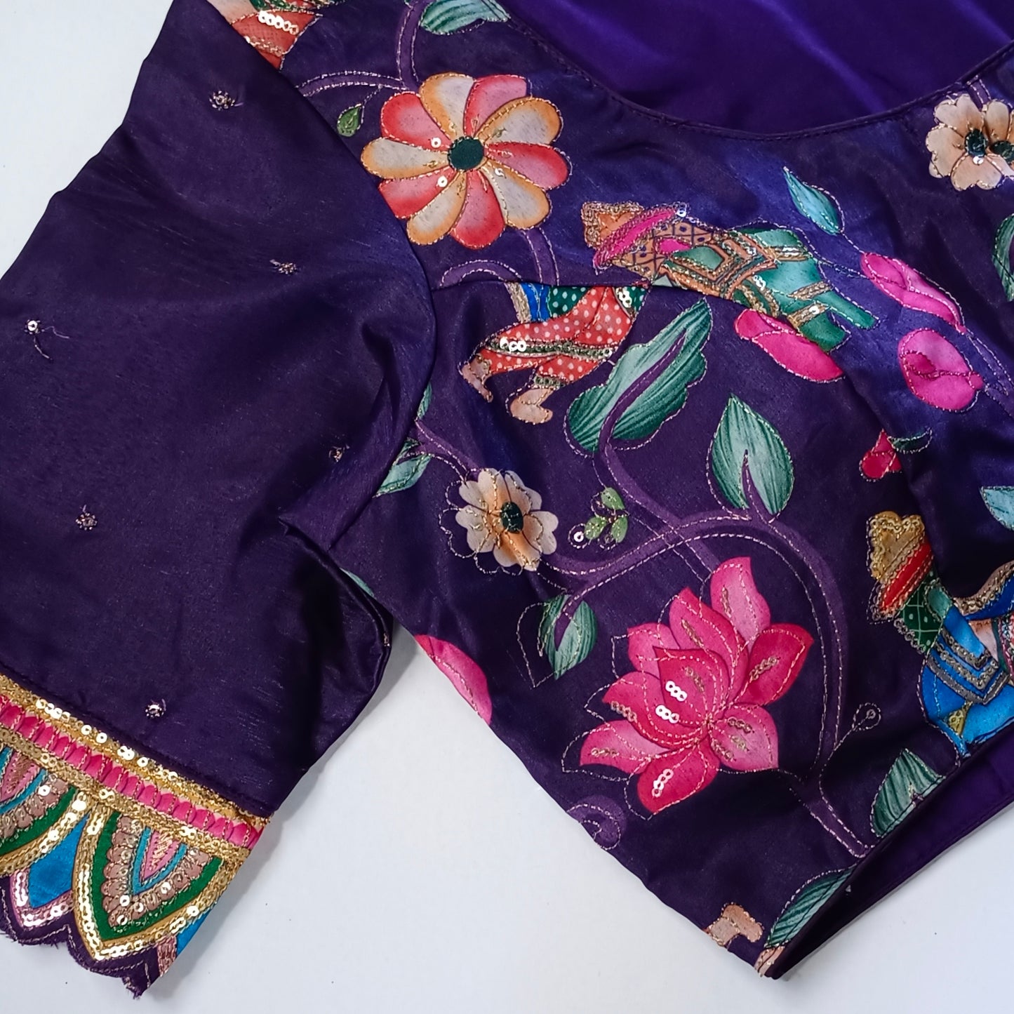 Purple crepe code work blouse