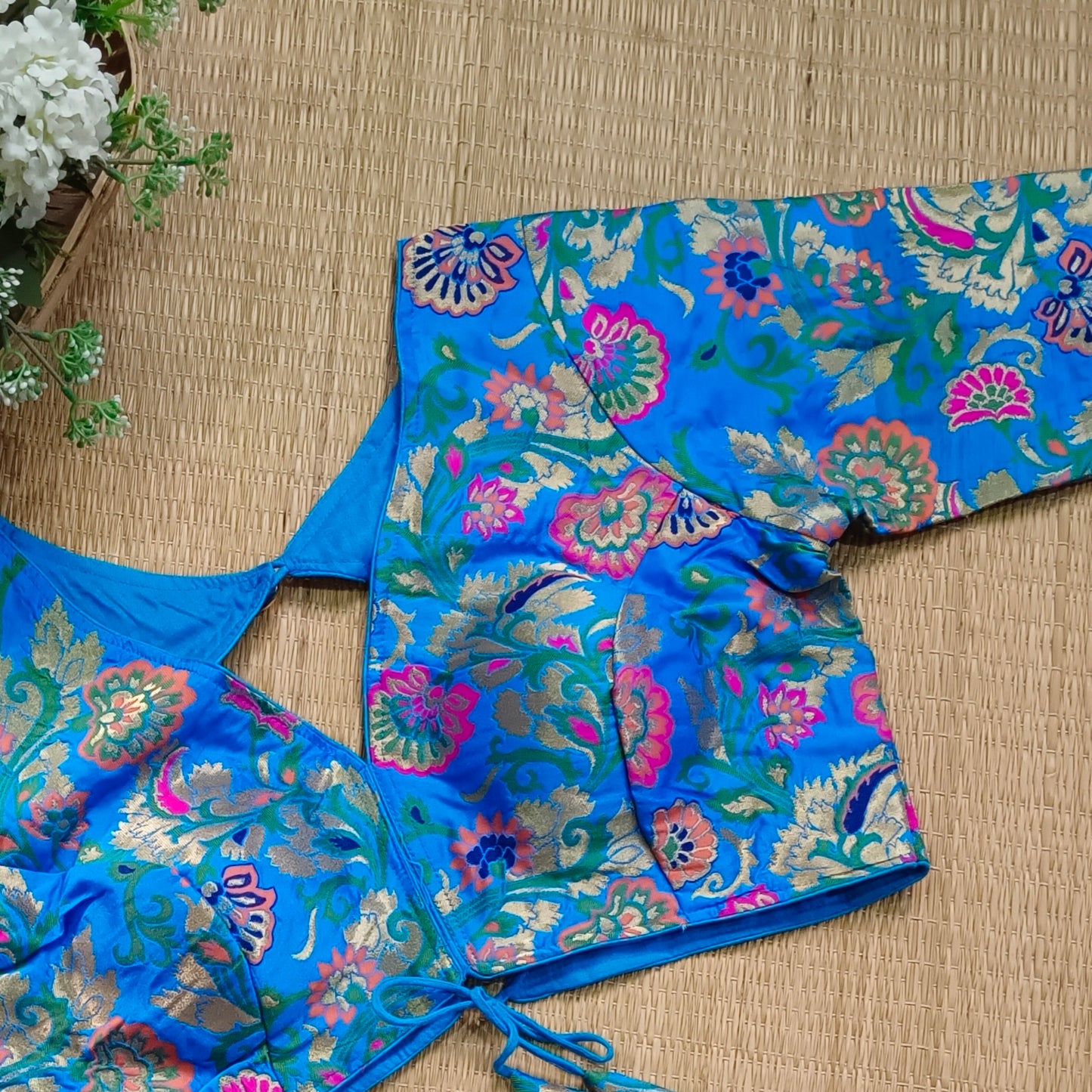 Dark Blue Multicolor Brocade Blouse