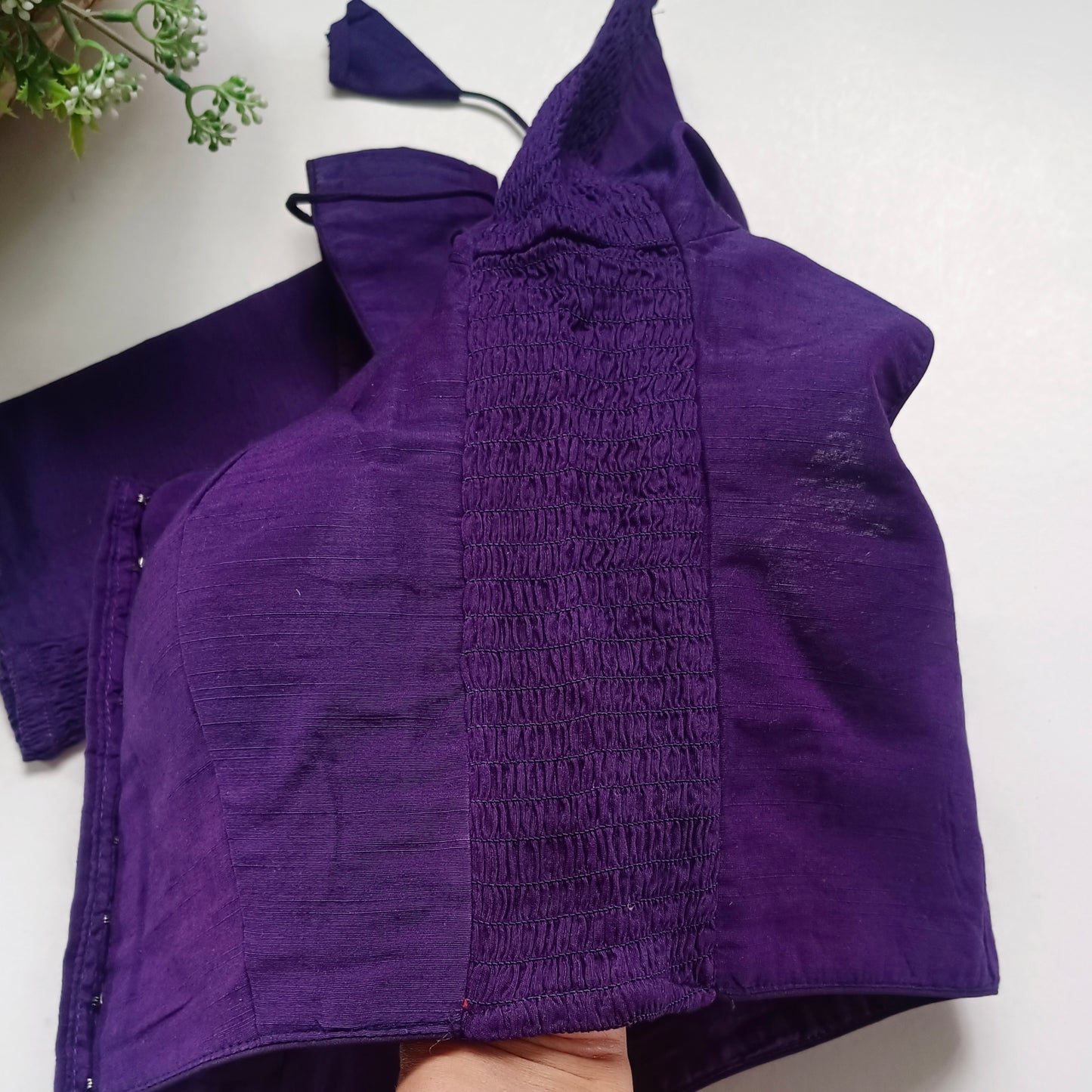 Classic plain dark purple flexi fit blouse