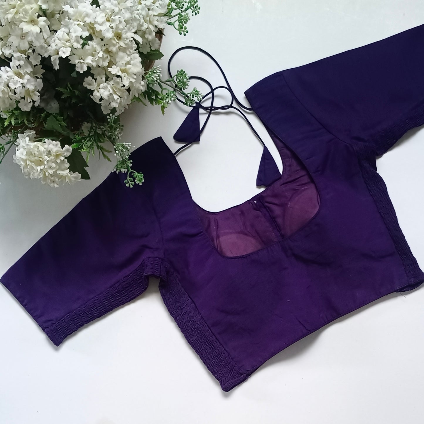 Classic plain dark purple flexi fit blouse
