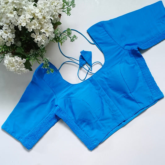 Classic blue plain flexi fit blouse