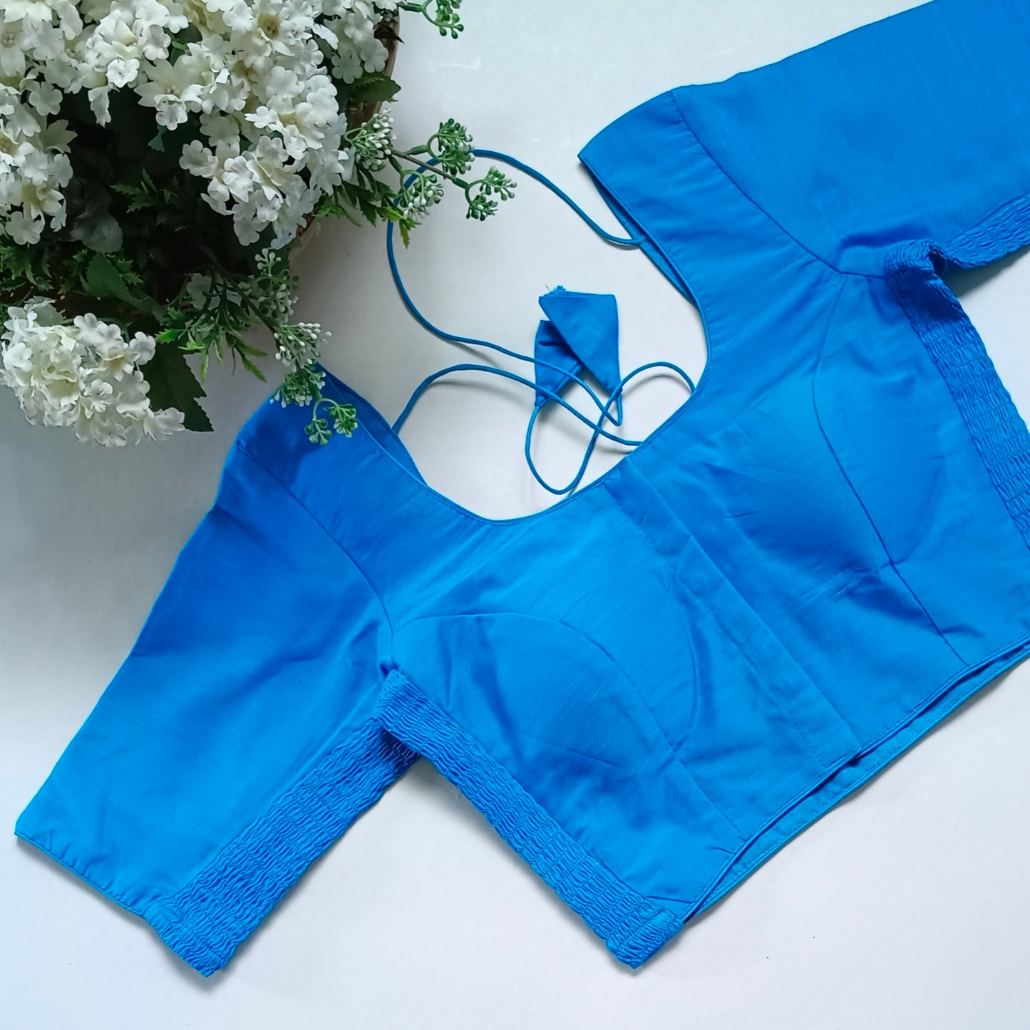 Classic blue plain flexi fit blouse