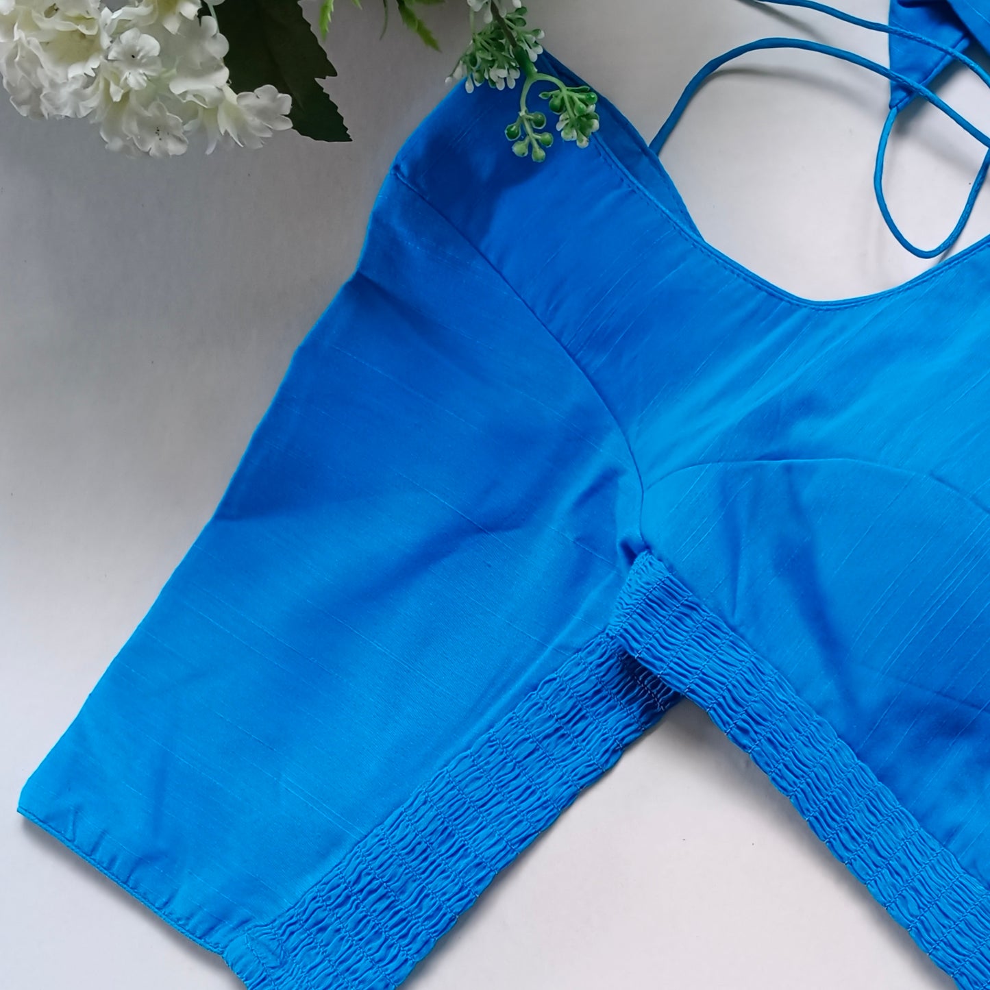 Classic blue plain flexi fit blouse