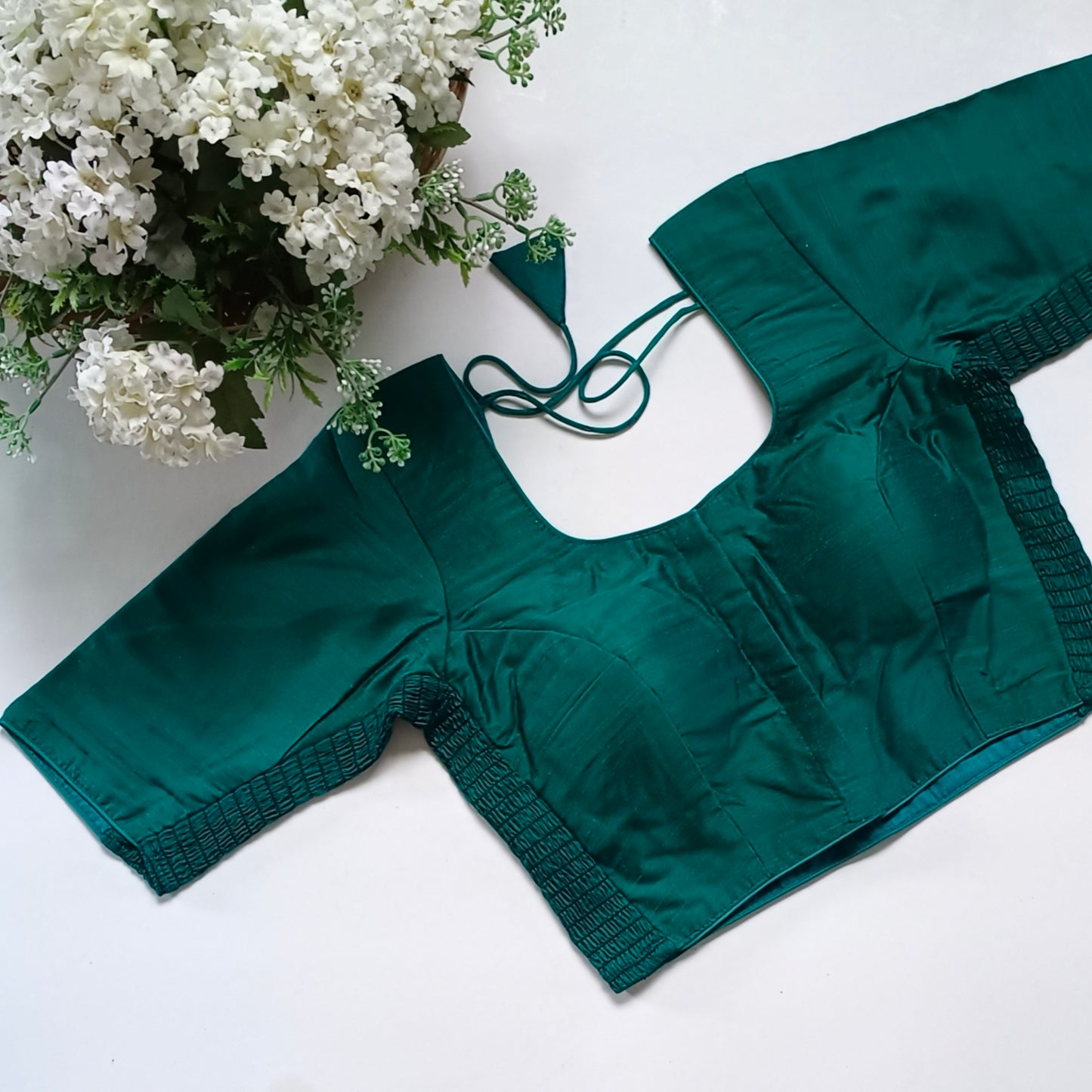 Classic rama green plain flexi fit blouse