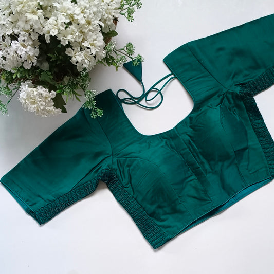 Classic rama green plain flexi fit blouse