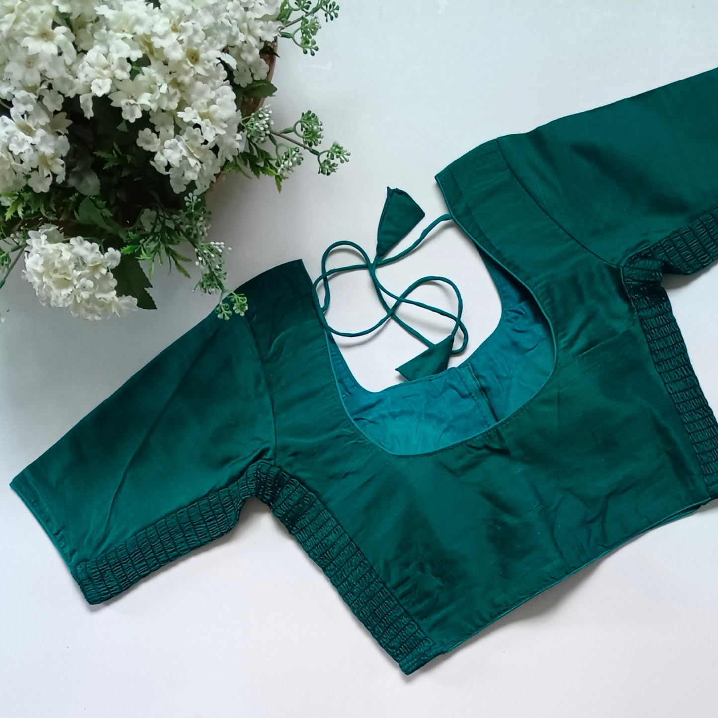 Classic rama green plain flexi fit blouse