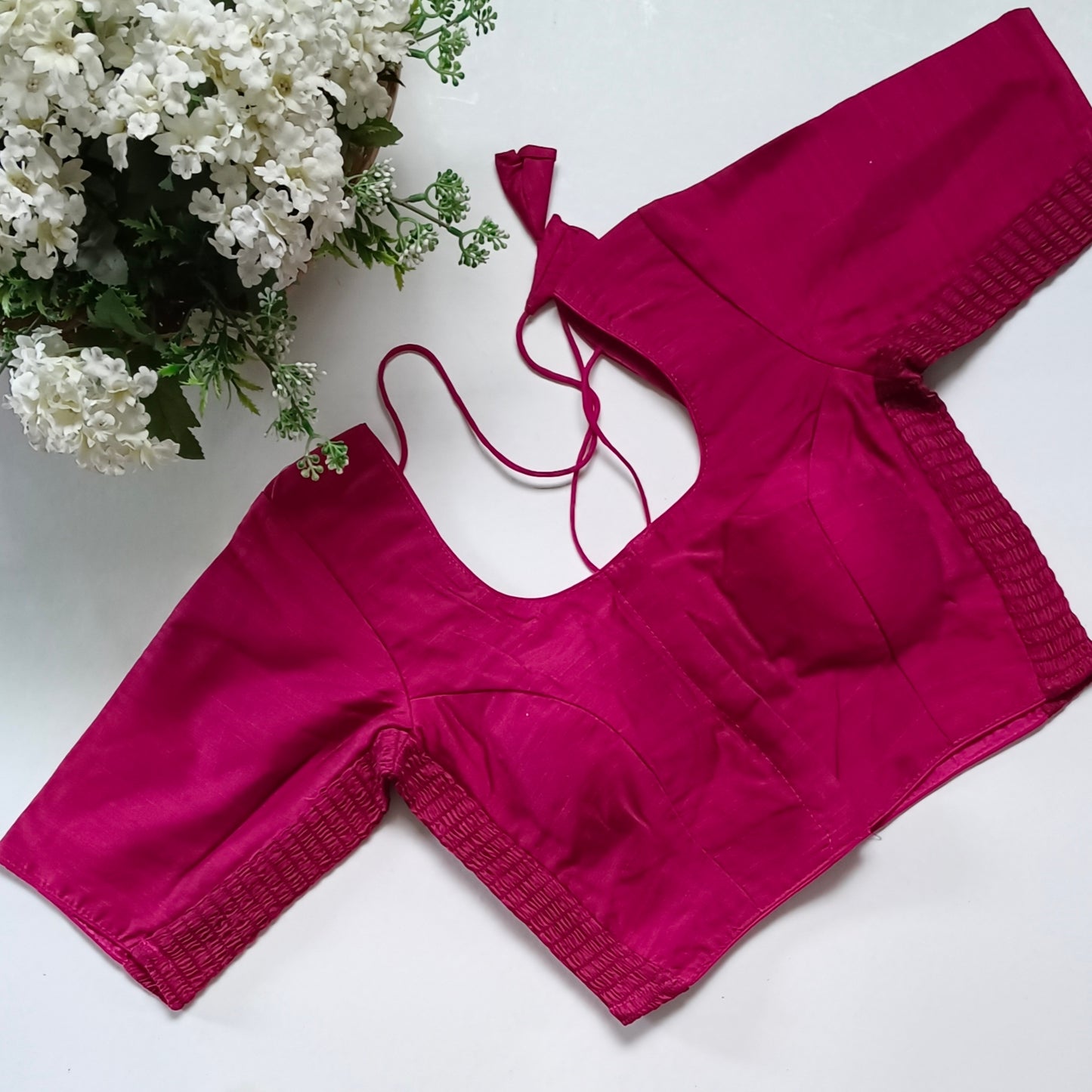 Classic Magenta plain flexi fit blouse
