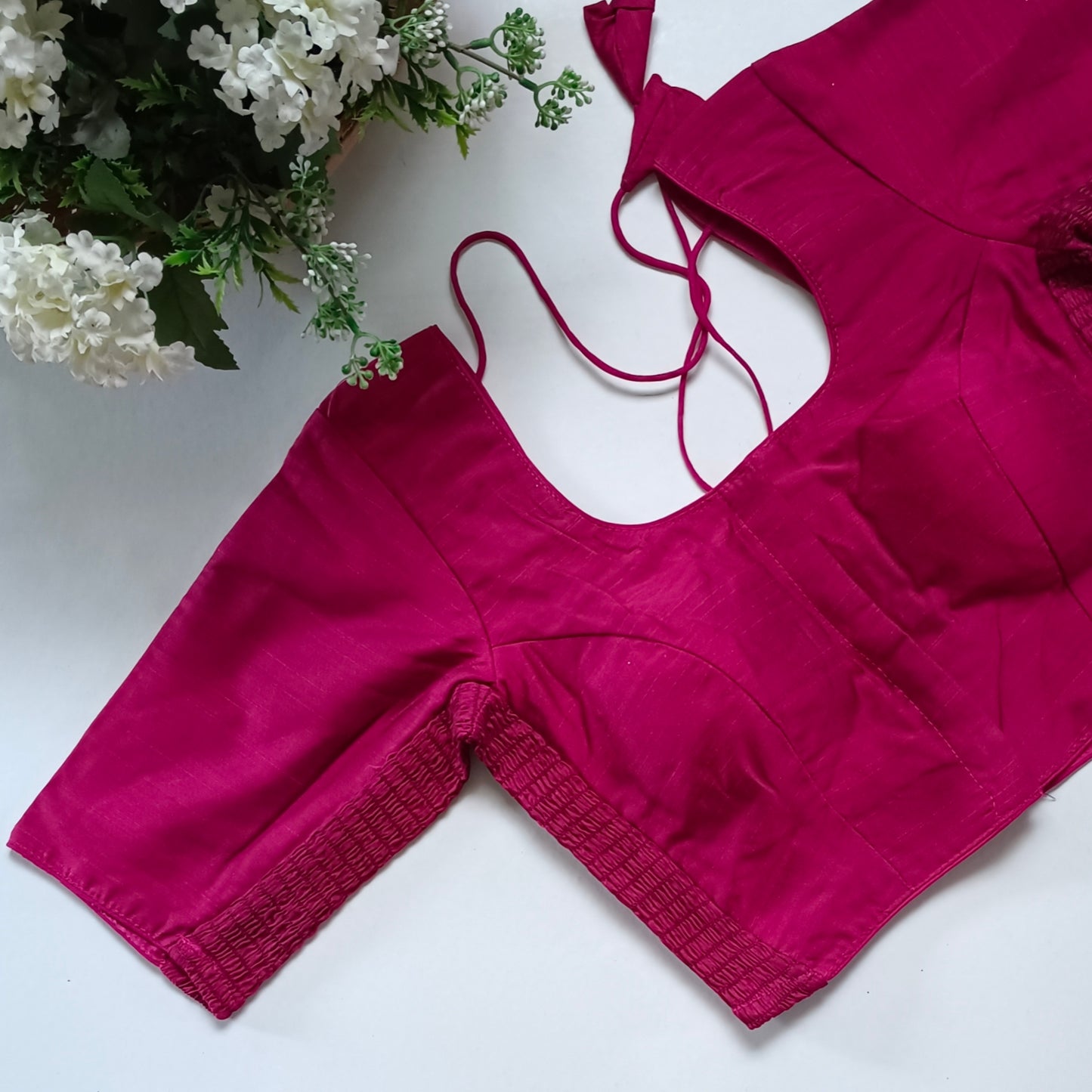 Classic Magenta plain flexi fit blouse