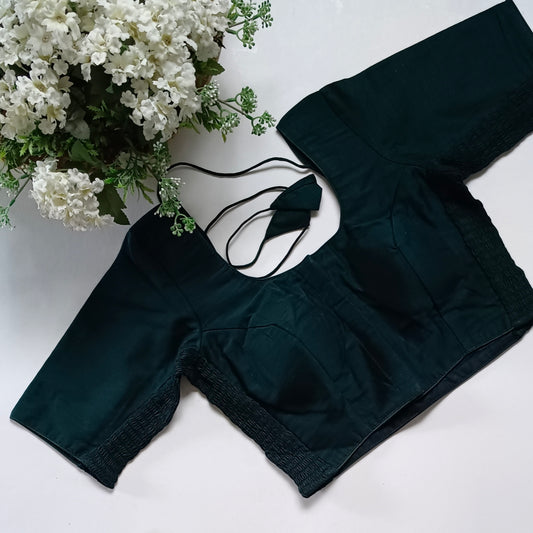 Classic dark bottle green plain flexi fit blouse