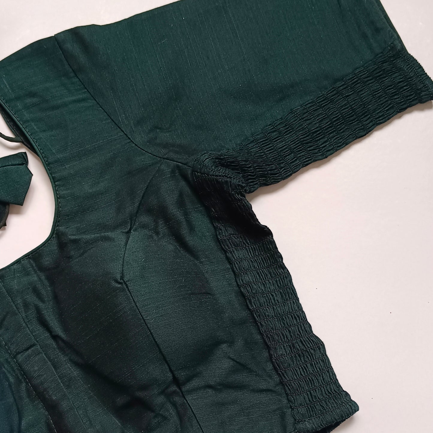 Classic dark bottle green plain flexi fit blouse