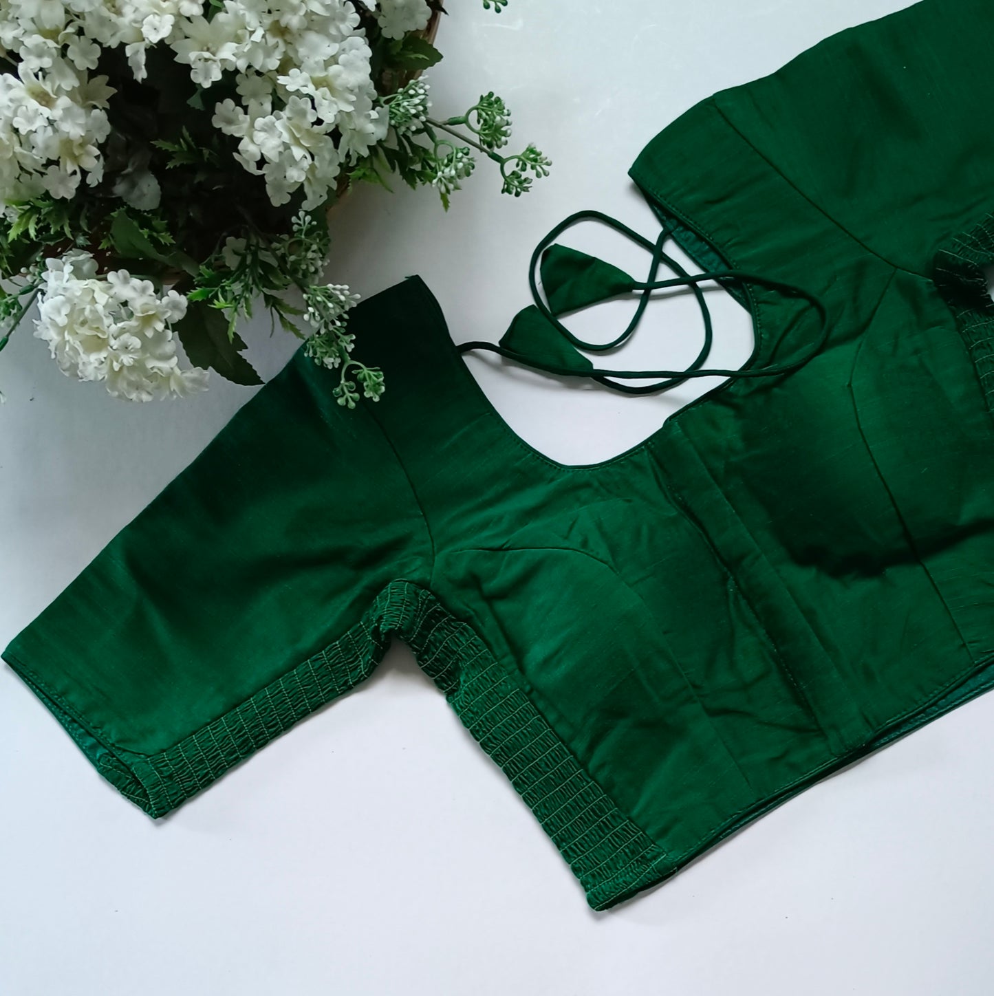 Classic leaf green plain flexi fit blouse
