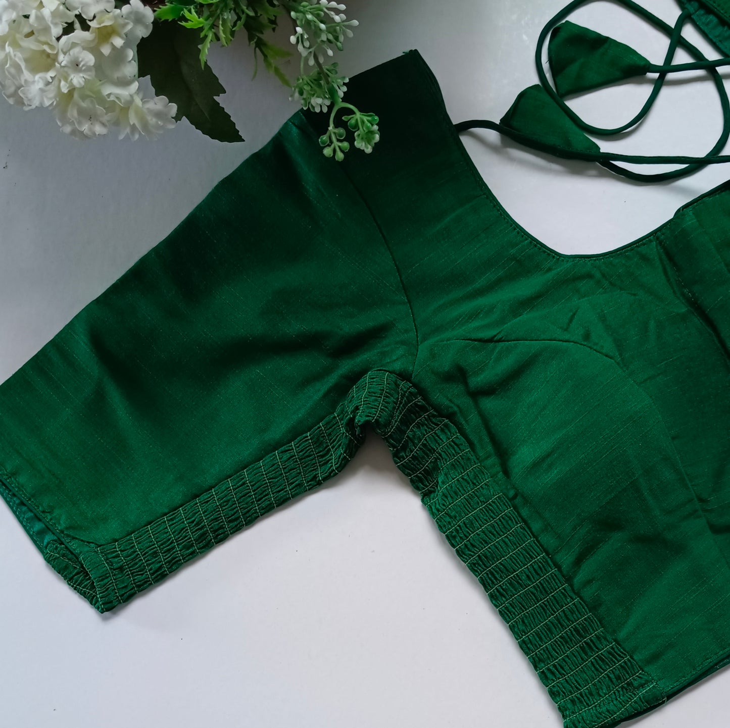 Classic leaf green plain flexi fit blouse