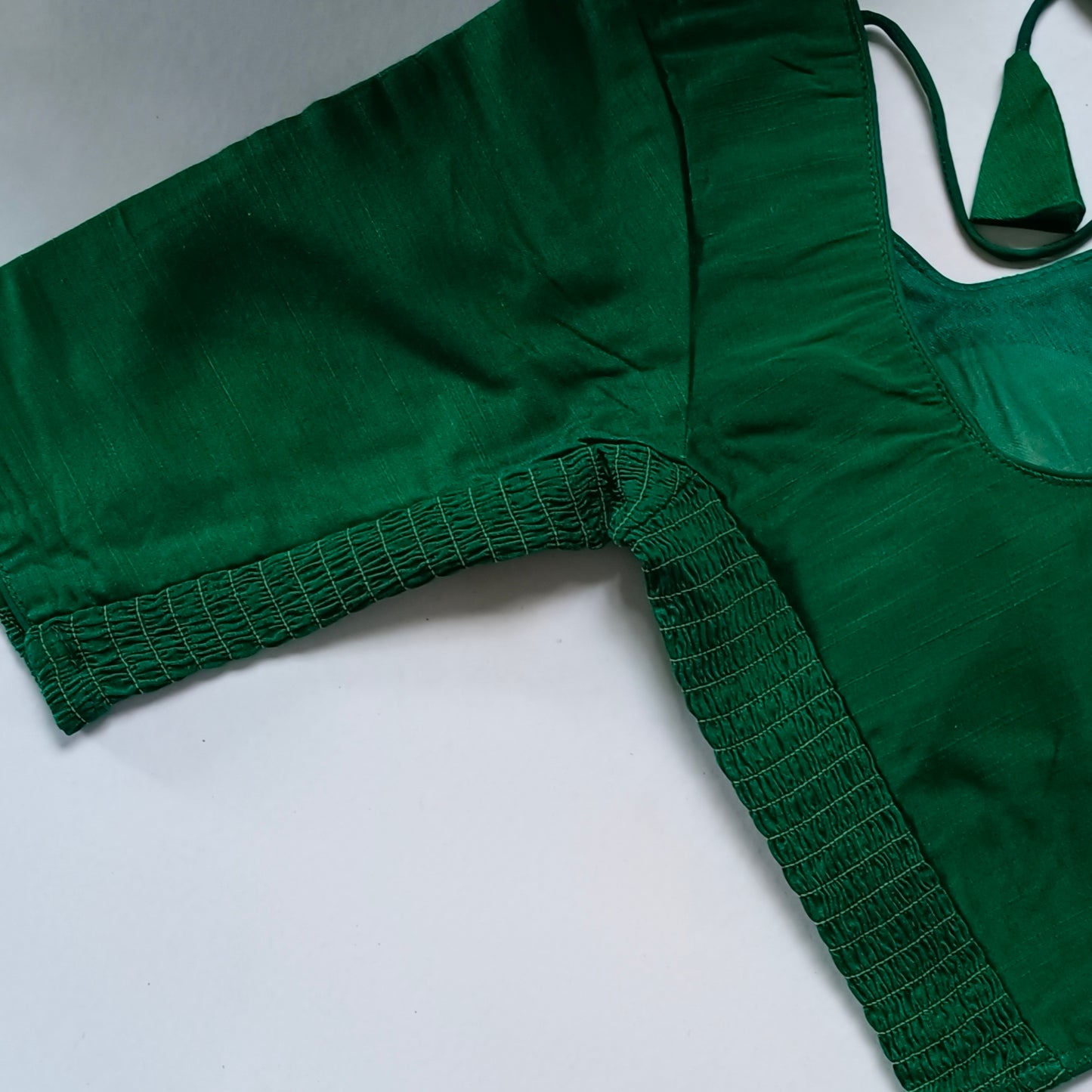 Classic leaf green plain flexi fit blouse