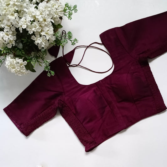 Classic wine plain flexi fit blouse