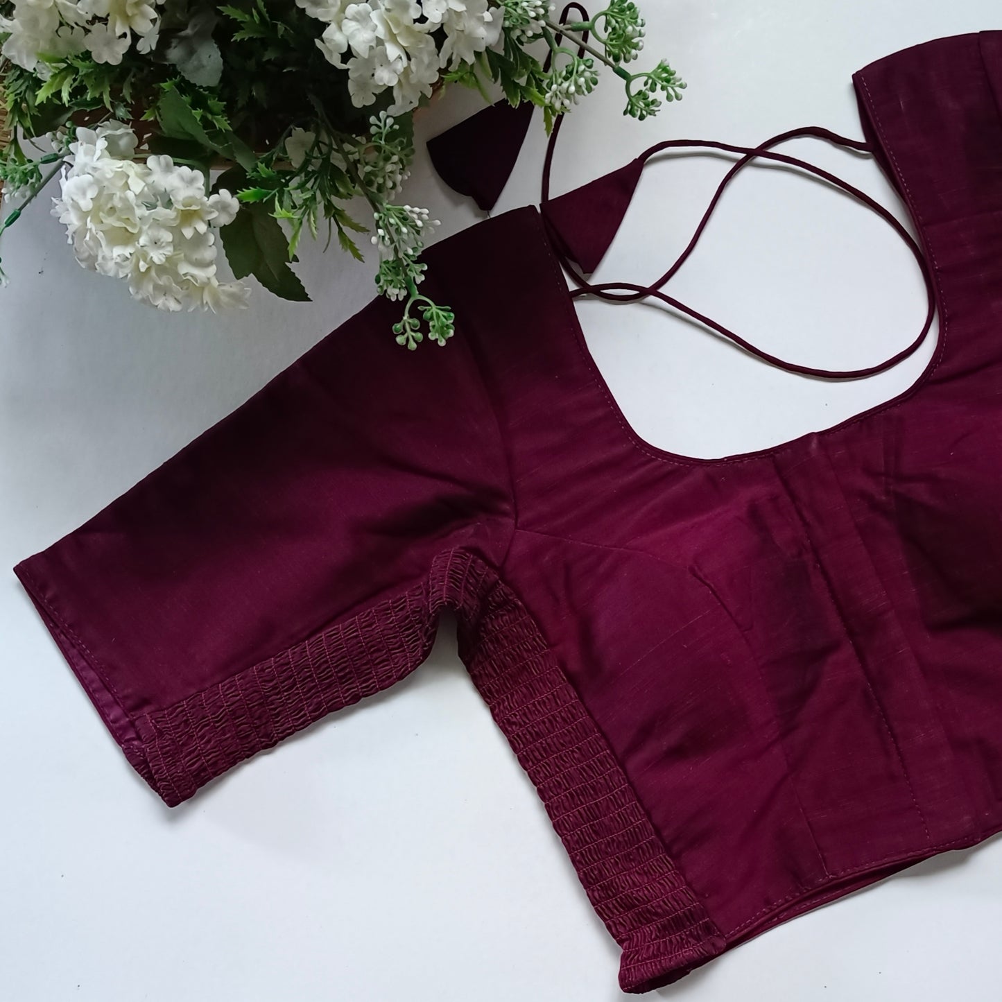 Classic wine plain flexi fit blouse