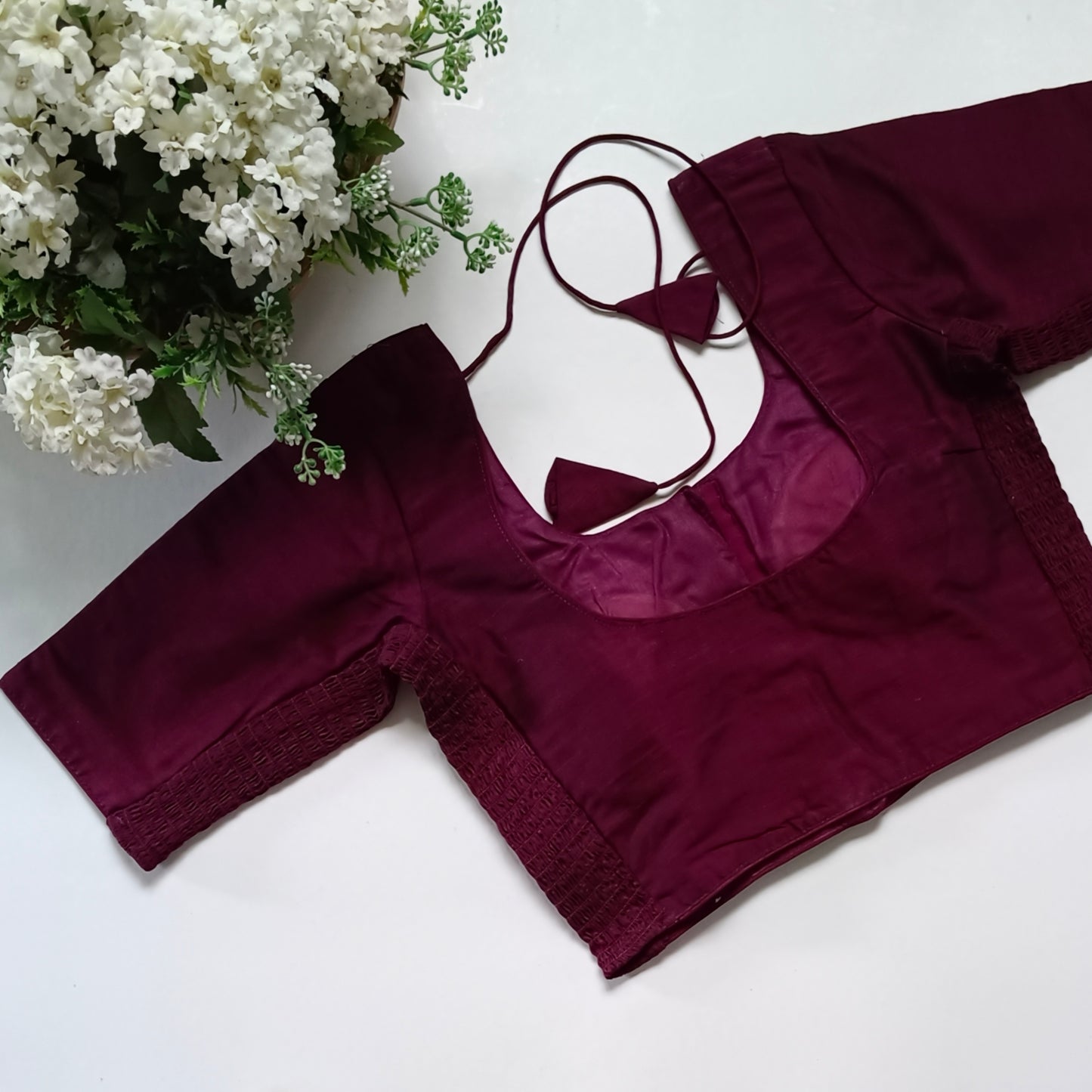 Classic wine plain flexi fit blouse