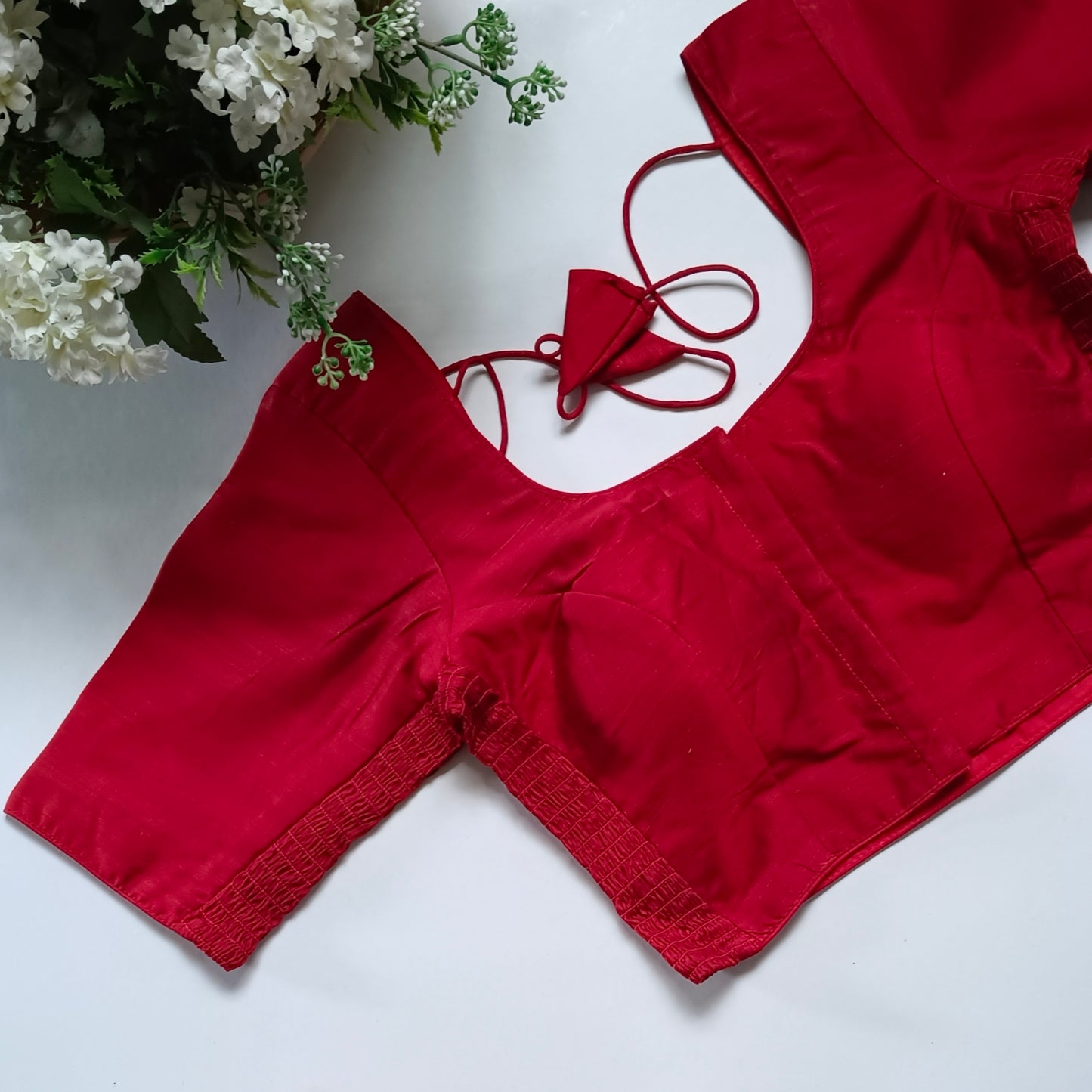 Classic red plain flexi fit blouse