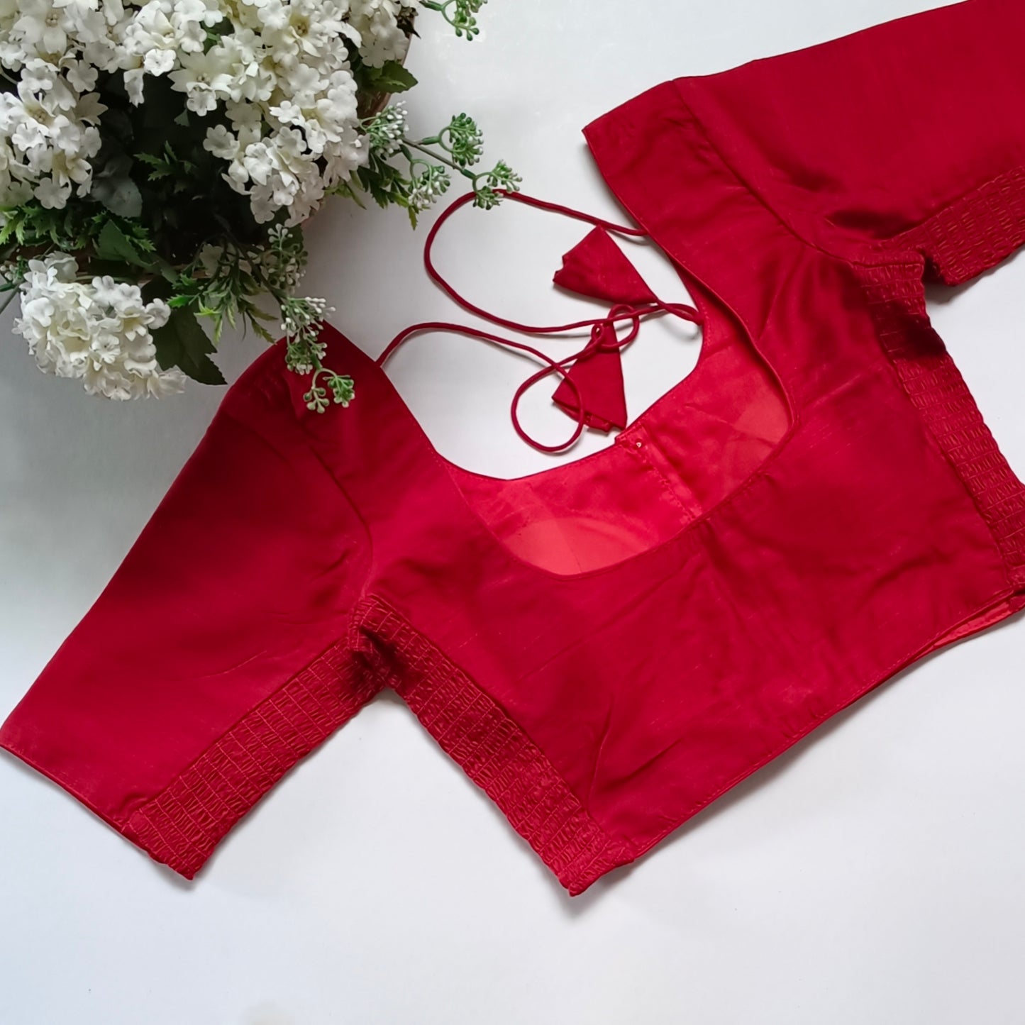Classic red plain flexi fit blouse
