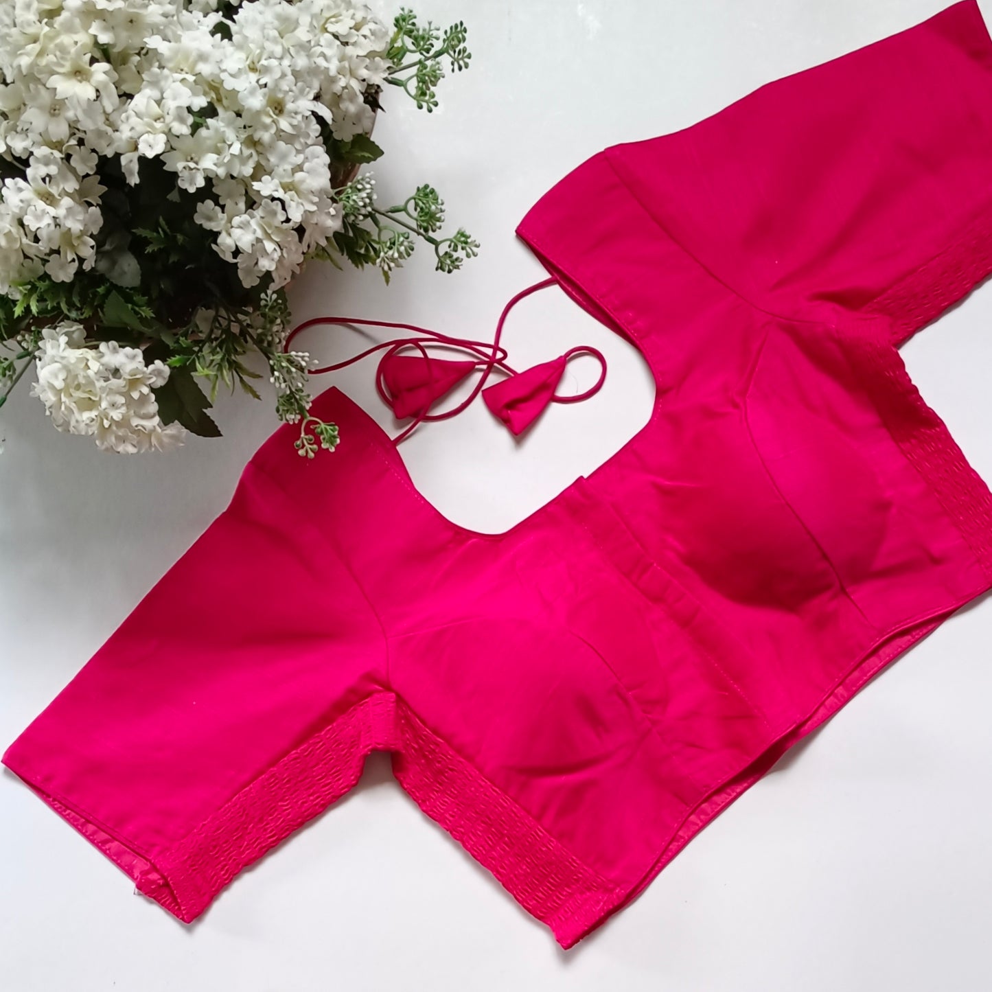 Classic rani pink plain flexi fit blouse
