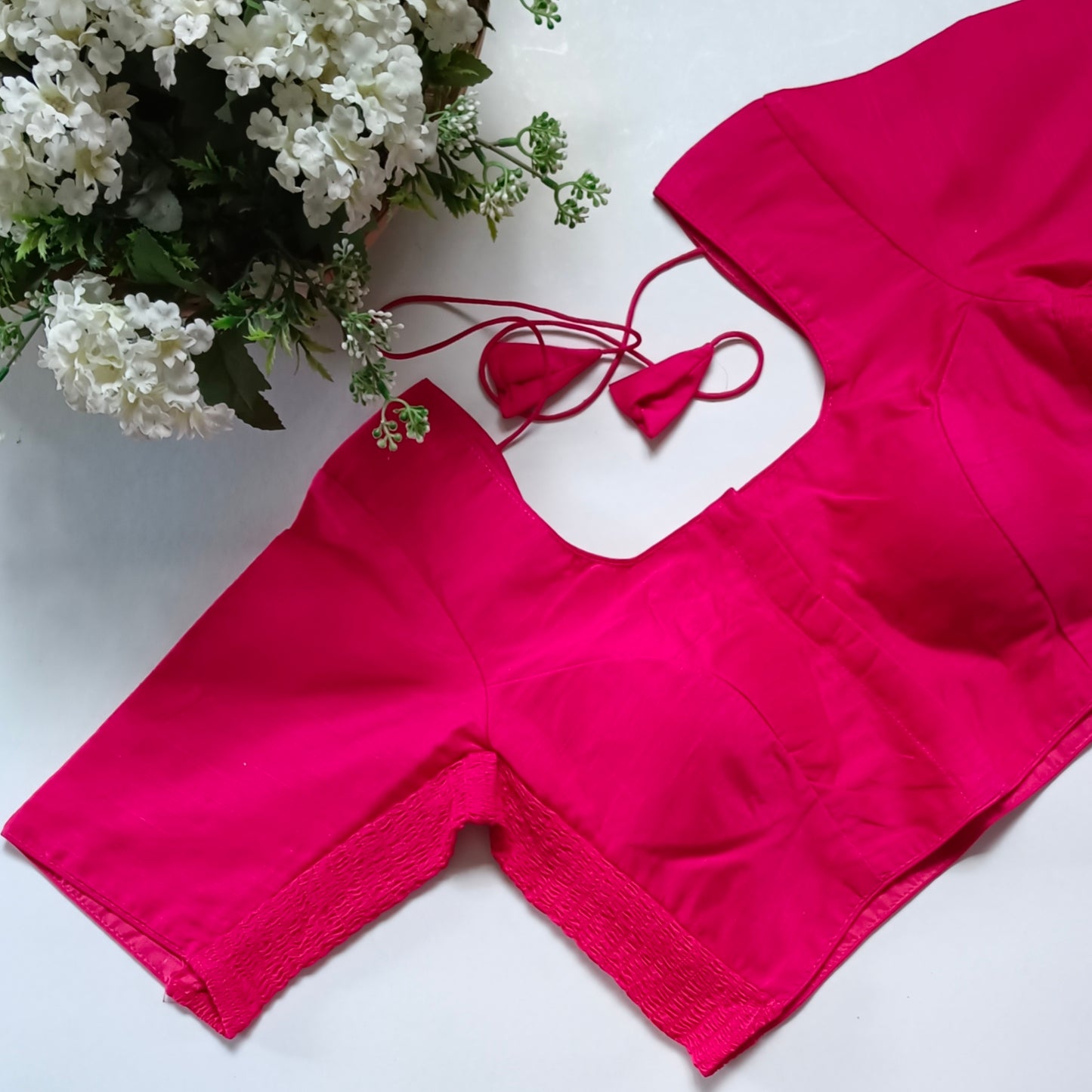 Classic rani pink plain flexi fit blouse