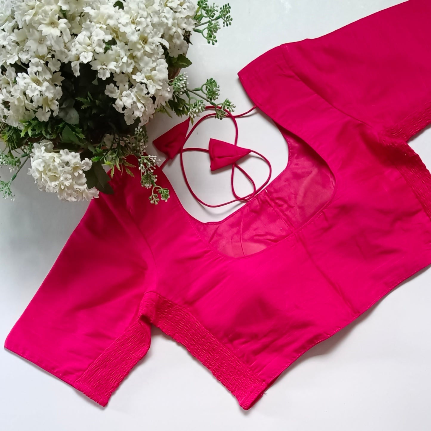 Classic rani pink plain flexi fit blouse