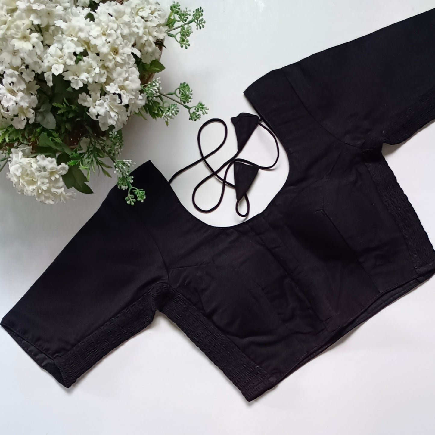 Classic black plain flexi fit blouse