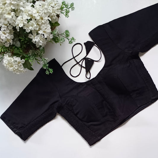 Classic black plain flexi fit blouse
