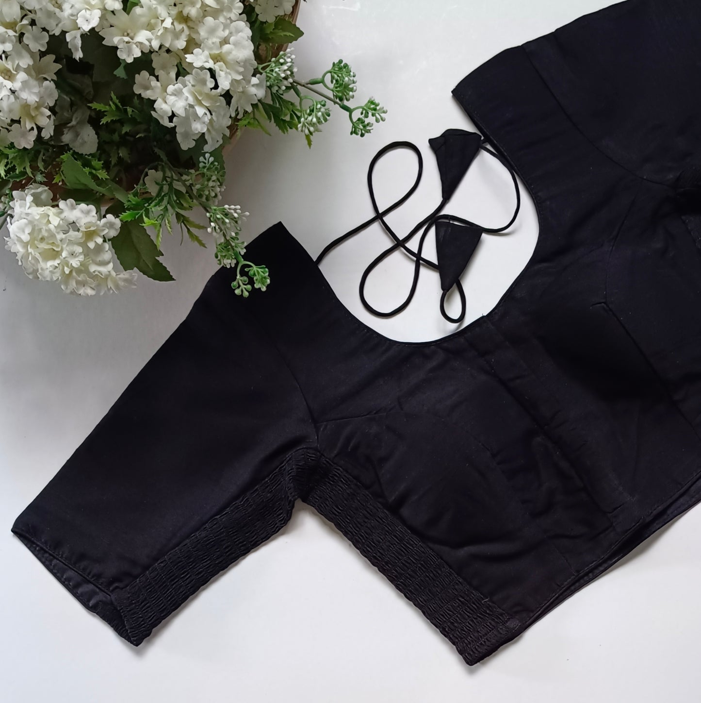 Classic black plain flexi fit blouse