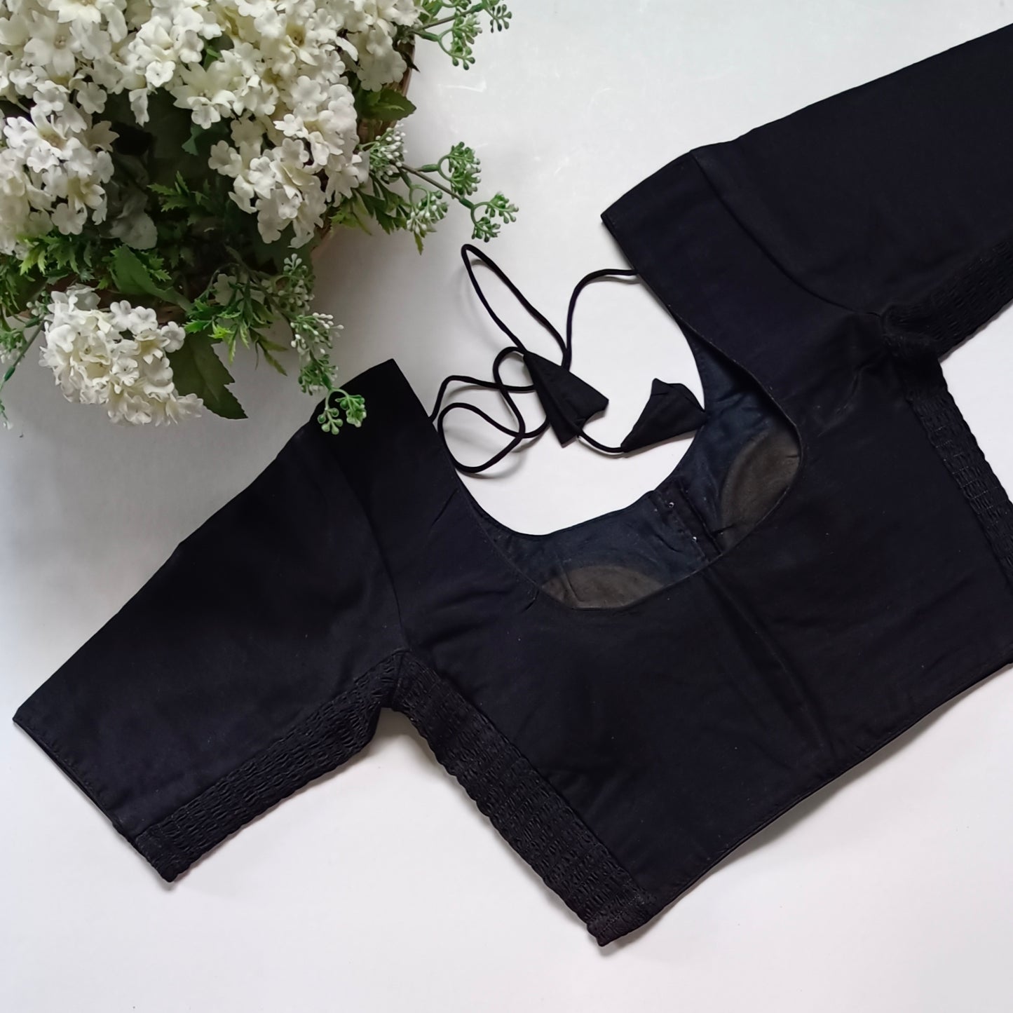 Classic black plain flexi fit blouse